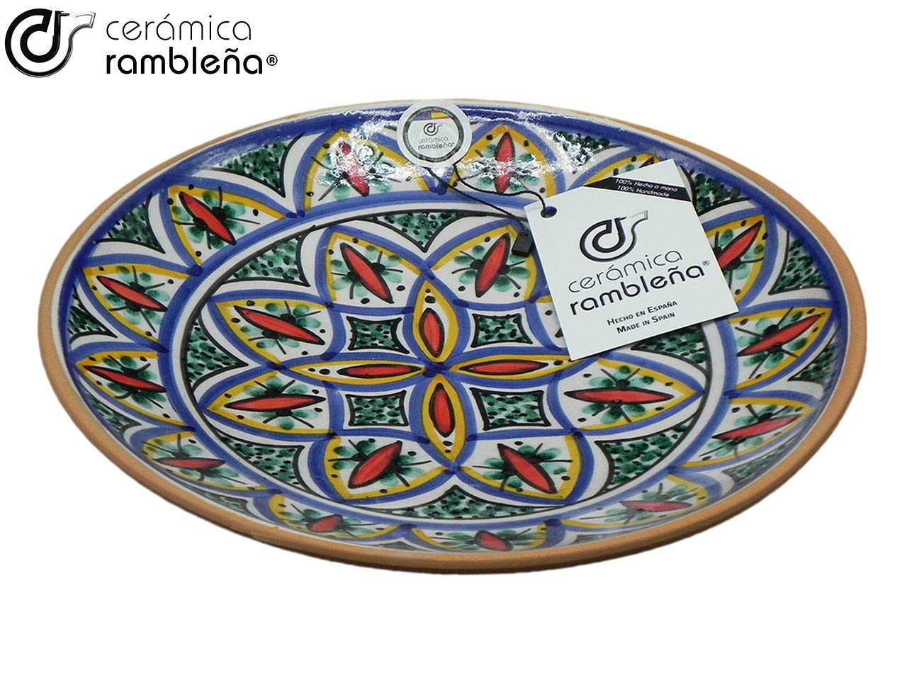 Piatto Decorativo In Ceramica Ramblena – Fatto A Mano, Modello D20, 28x28 Cm, Fango Rosso, Stile Mediterraneo