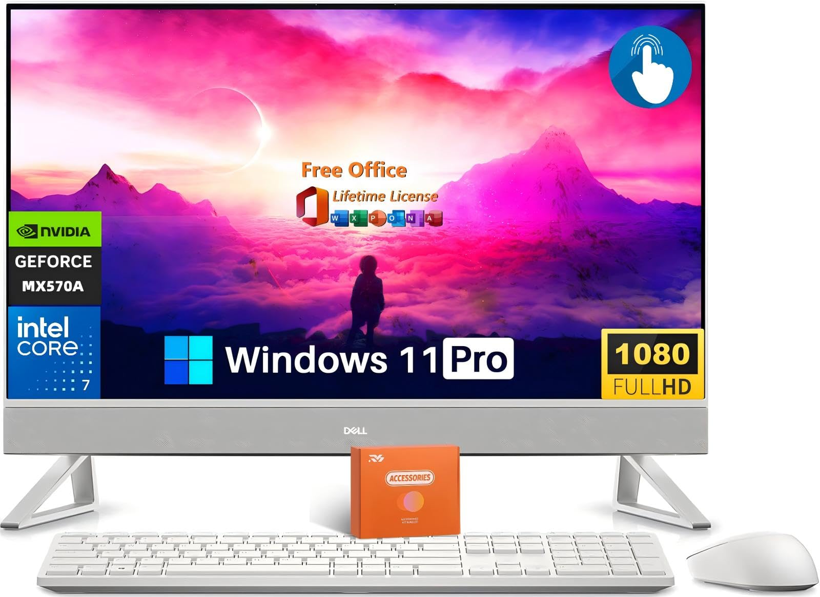 Dell Inspiron 7000 Series All-in-One Desktop, 27" FHD Touchscreen, Core 7-150U Up to 5.4 GHz, GeForce MX570A, 64 GB RAM, 4 TB SSD, Wi-Fi 6E, Wireless KB & Mouse, Win 11 Pro + Office Lifetime License