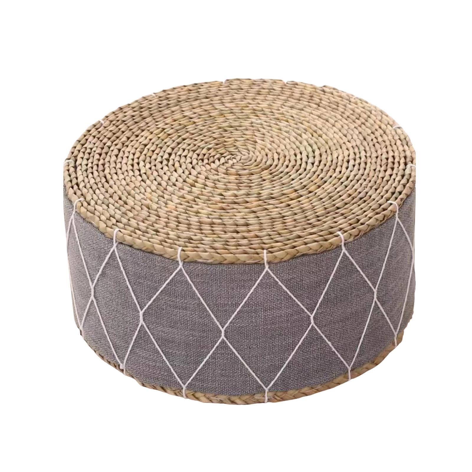 LOVIVER Cojín de meditación, Tatami Tejido, Estera de meditación, puf para Suelo, cojín para Asiento, Almohada para Dormitorio, oración y Oficina, Gris