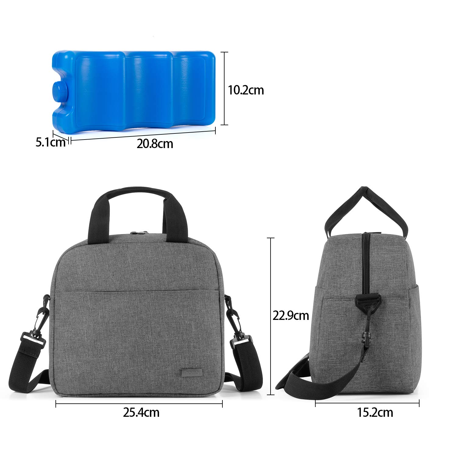 Teamoy Sac Isotherme de Transport avec Bloc Réfrigérant, Gris | Sac Isotherme Portable pour Lait Maternel, Capacité Maximale de 6 Biberons (Jusqu'à 270 mL)