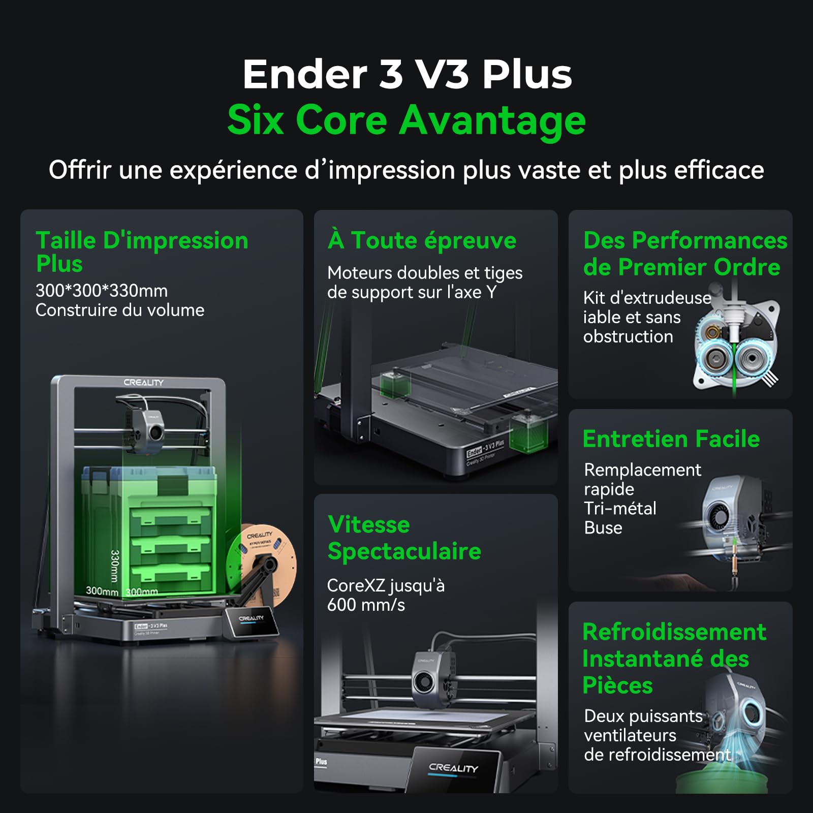 Creality Ender 3 V3 Plus 3D-Drucker, neu in 2024, 600 mm/s, Vollmetallgehäuse, verbesserter Extruder, Schnellwechseldüse, große Druckgröße, für Anfänger, professionelle Gamer, Bildungsbranche usw