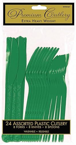 Miniatura 2 de Amscan Cubiertos de plástico extra pesados surtidos  cáscara de naranja  Paquete de 24