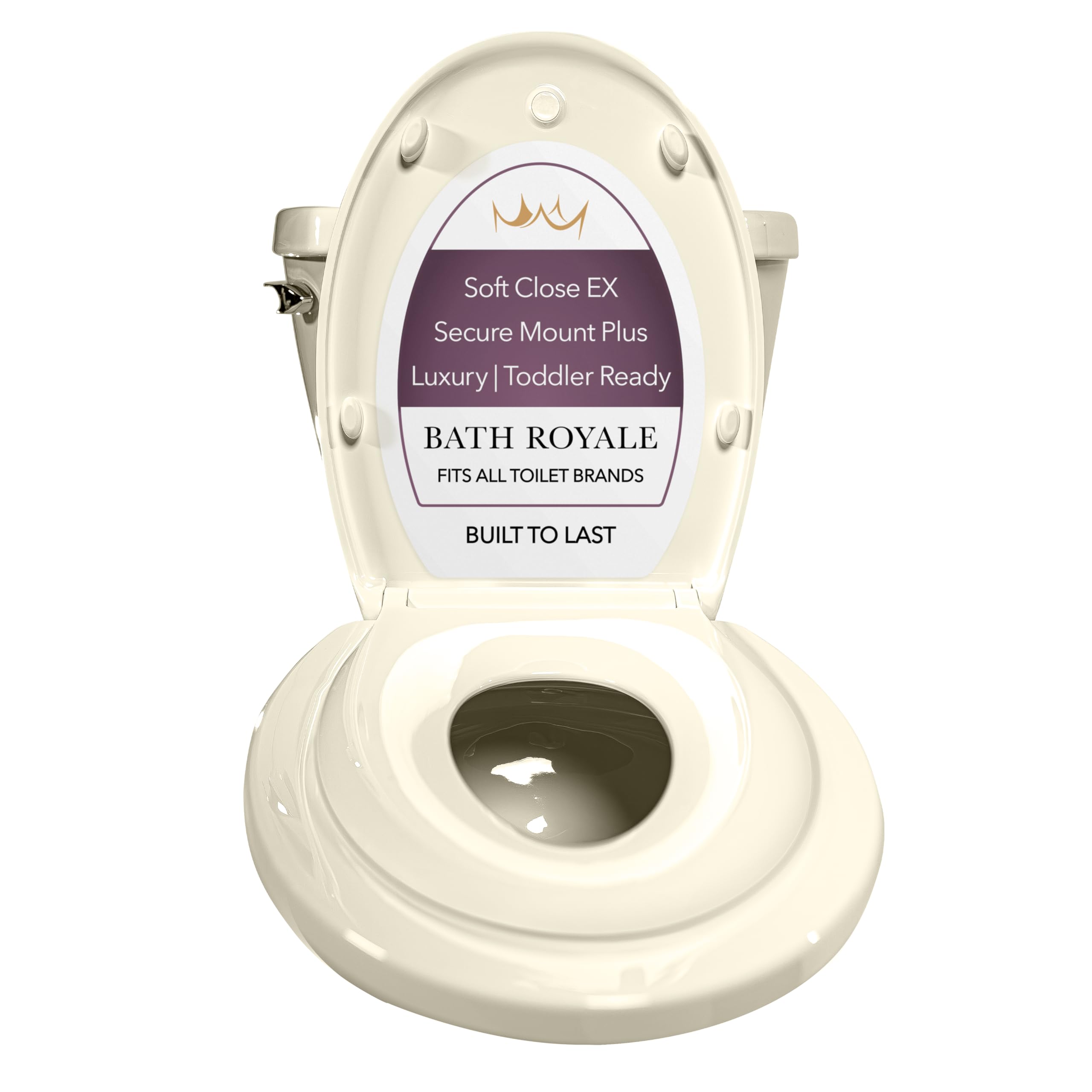 BATH ROYALE Potty Training Seat - Soft Close, Kingsport BR721-02, Elongated Almond/Bone, Adult/Child