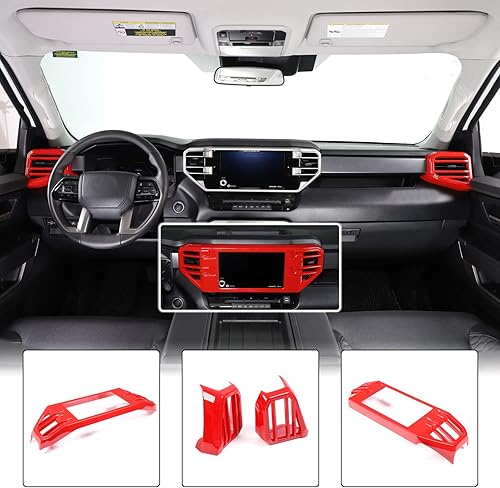 Vista 92 de Cubierta de salida de aire lateral para consola central de automóvil, compatible con Toyota Tundra 2022+ Sequoia 2023+ cubierta de panel de aire