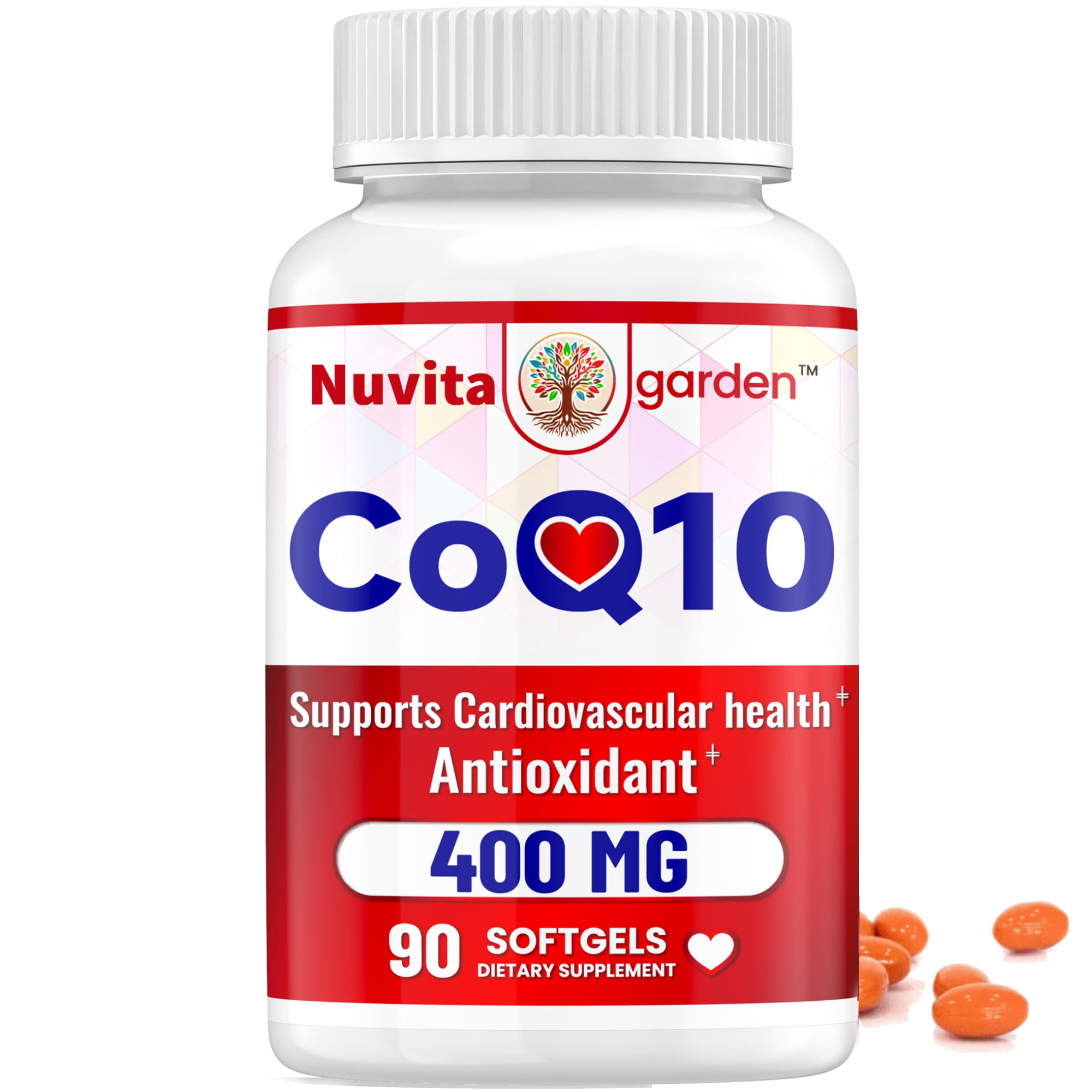 CoQ-10 Softgels 400 mg Coenzyme Q10 Vegetarian Support Heart Healthy Antioxidant