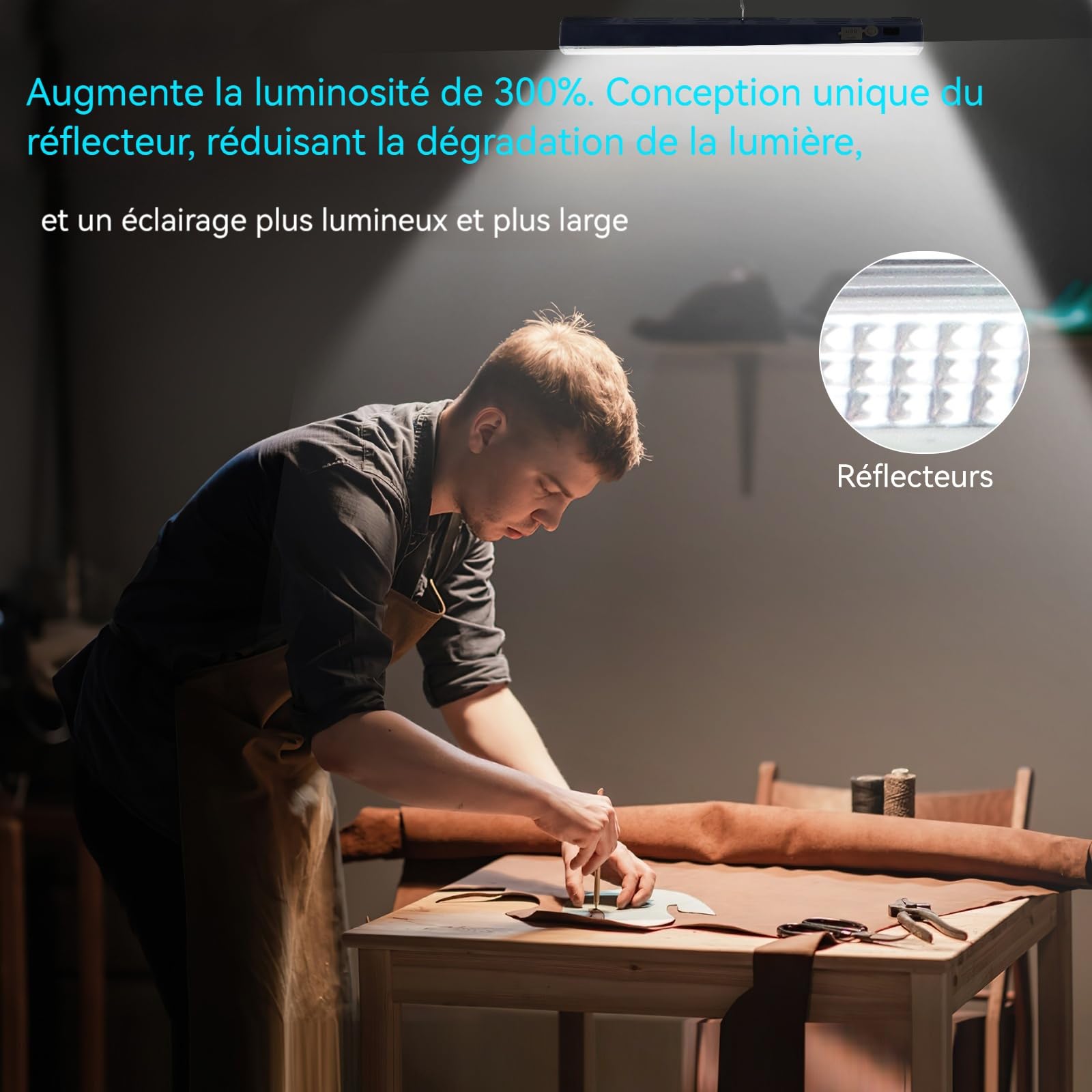 LETOUR Baladeuse LED Mécanicien Rechargeable 216 LEDs Lampe de Travail Aimantée 7500mAh Super Lumineuse Dimmable Pour Atelier Garage Moto Auto