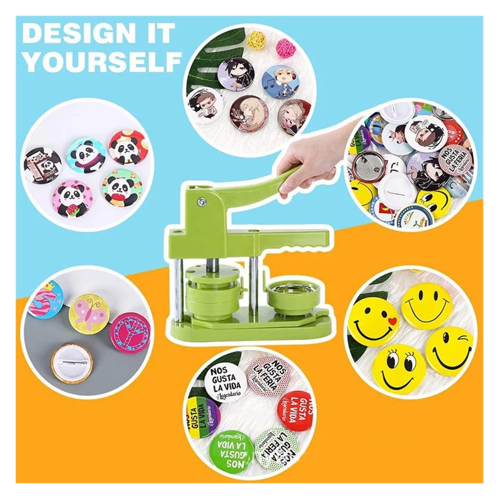 Badge Button Maker Machine DIY Pin Button Maker Badge Punch Press Che Fa Kit di Macchine 25mm 32mm 44mm 58mm Die Mould Badge Maker(58mm Set)