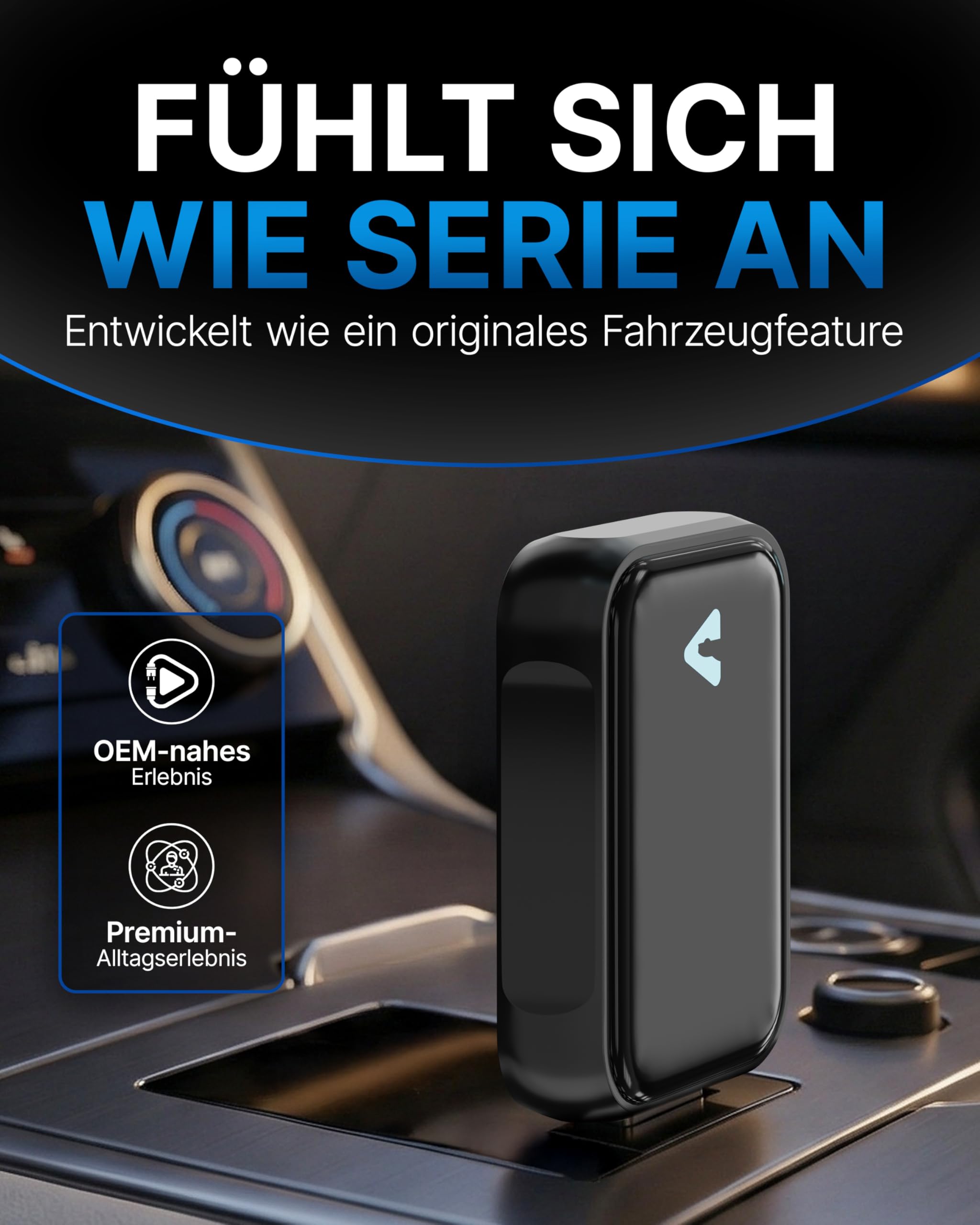 Carplay Wireless Adapter & Android Wireless Adapter fürs Auto – USB-A Plug & Play Nachrüstadapter, Upgrade auf kabelloses Apple CarPlay & Android Auto (Black)