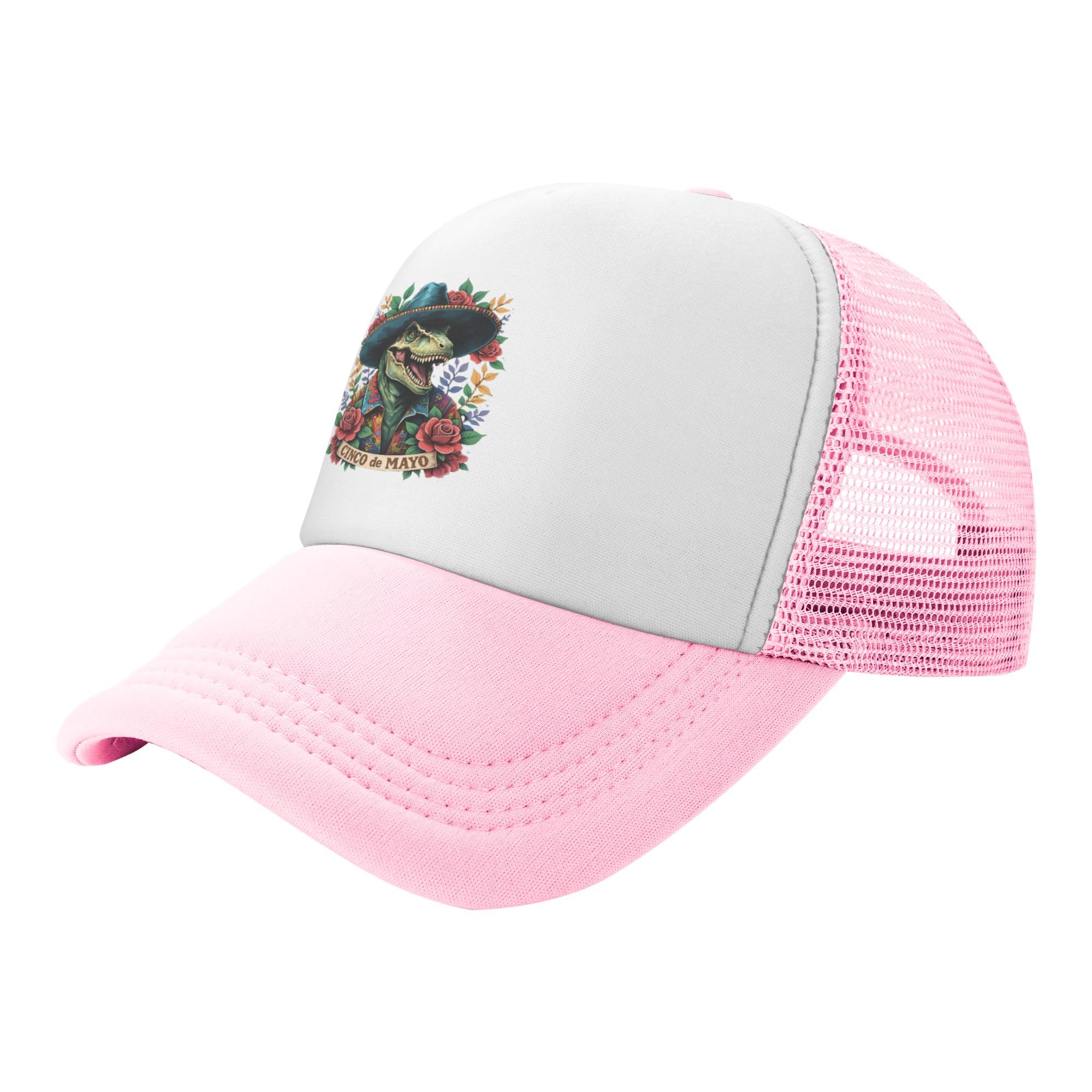 Cinco de Mayo Trucker Hats Mexican Fiesta Funny Baseball Cap for Kids Boys Girls Snapback Mesh Back Adjustable Caps - Pink