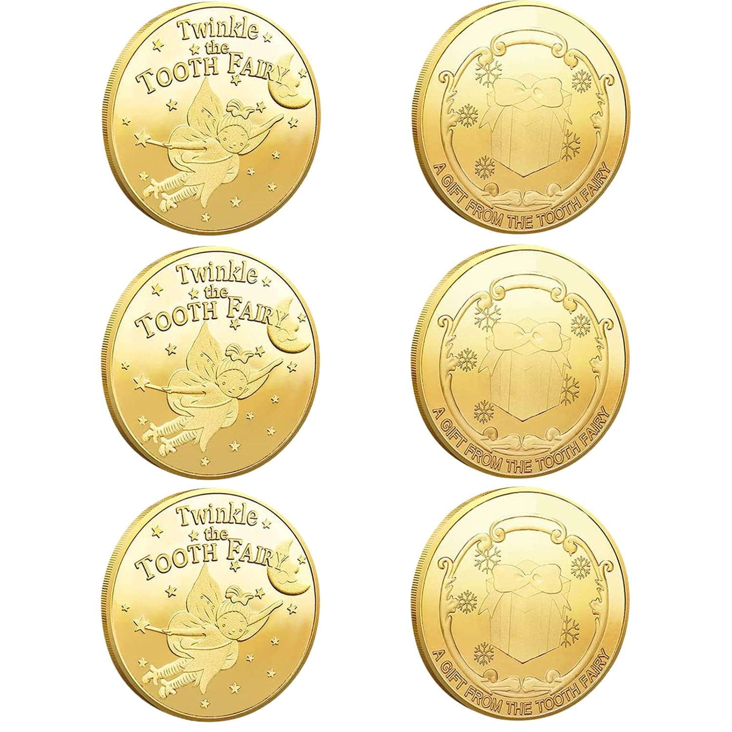 Zahnfee Münzen Set – 2 Goldene Erinnerungsmünzen Aus Metall Als Geschenk Für Kinder Beim Zahnverlust