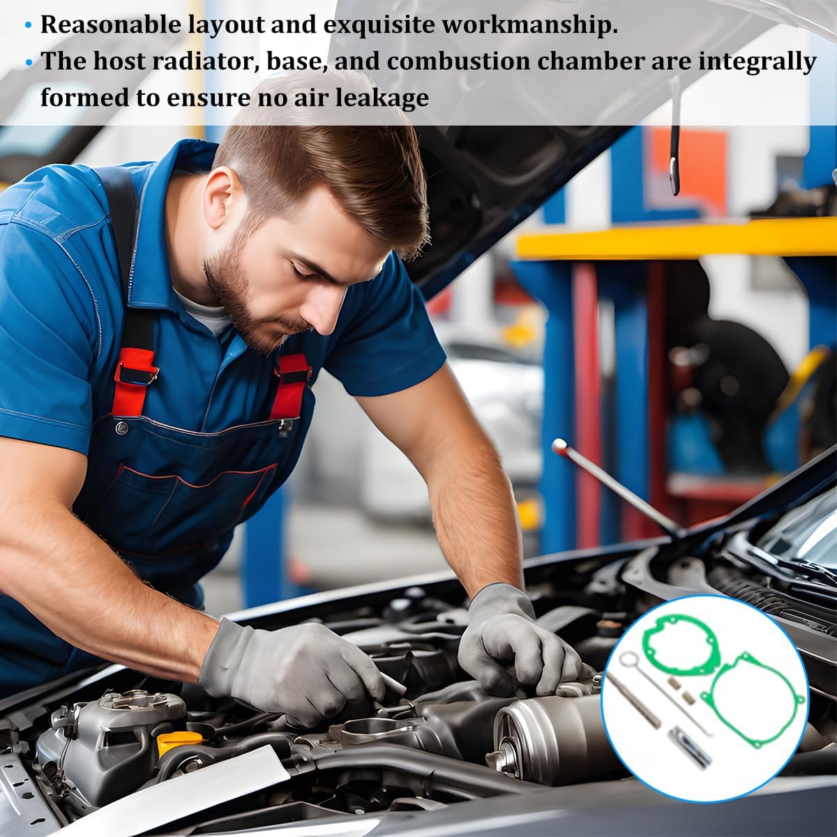 Car Glow Plug Repair Kit, 10PCS 12V Parking Diesel Heater Gasket lgnition Plug with Atomizing Net Washer & Installation Tools, Automotive Heater Repair Parts, Universal for Vehicles