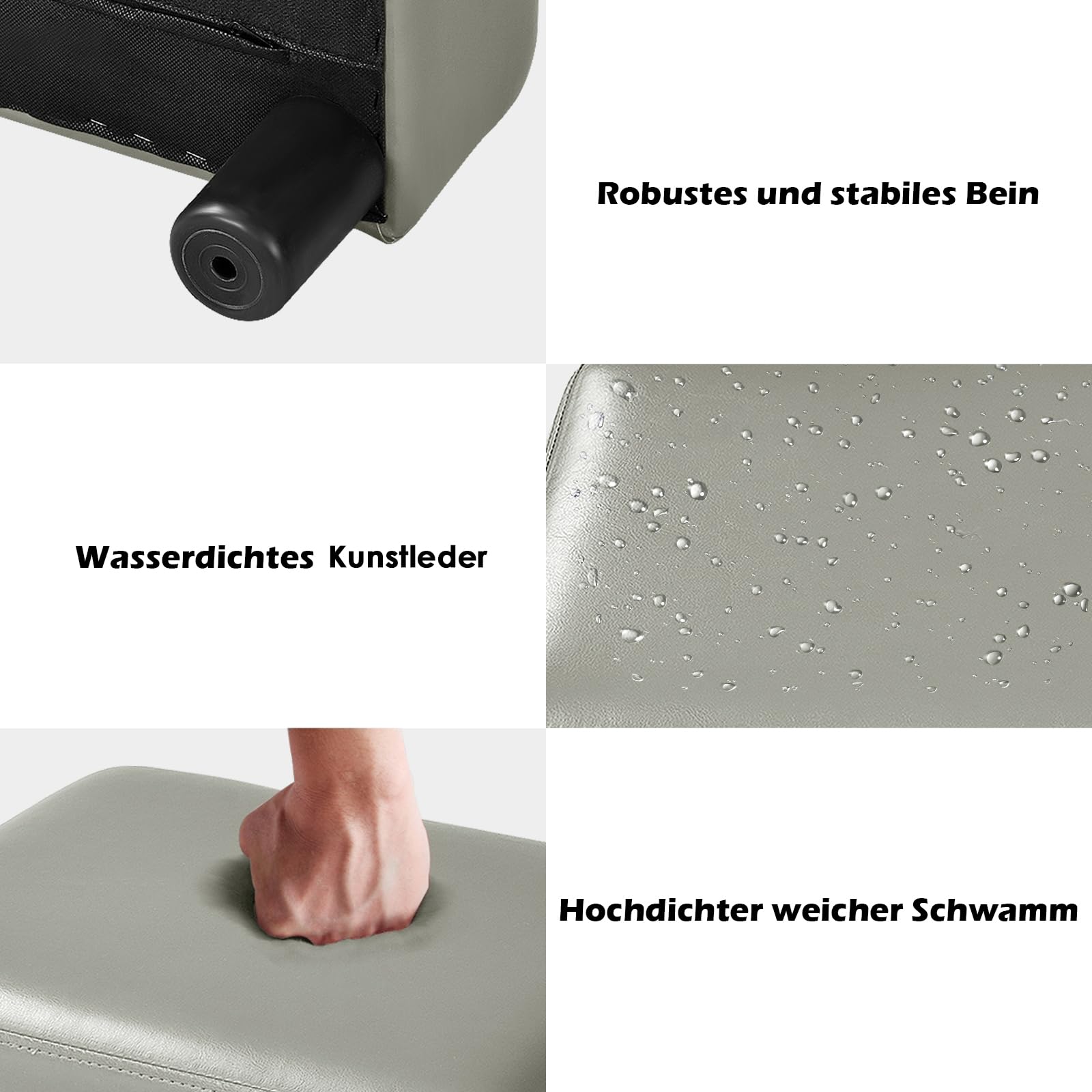 COSTWAY Kleiner Fußhocker, Hocker aus PU, rechteckiger Sitzhocker mit gepolstertem Sitz, Fußbank Fußschemel Fusshocker Polsterhocker, 40 x 30 x 24 cm (Grau)