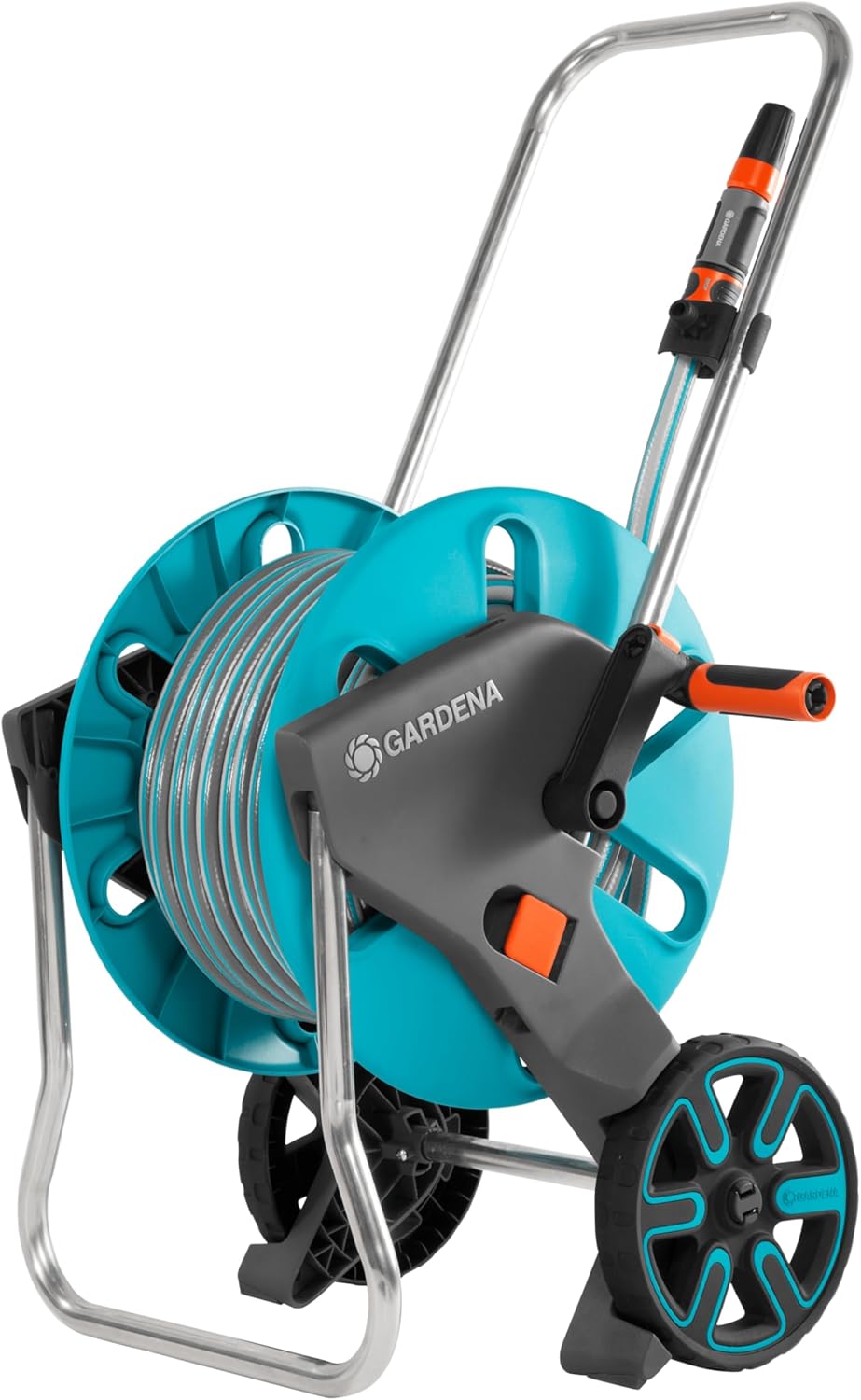 Gardena 18513 CleverRoll M Frost-Proof Hose Cart Set, Includes: 65-Feet ½” Flex Hose, Cleaning Nozzle, and Connection Parts, for Convenient Hose Storage and Watering, Made in Germany