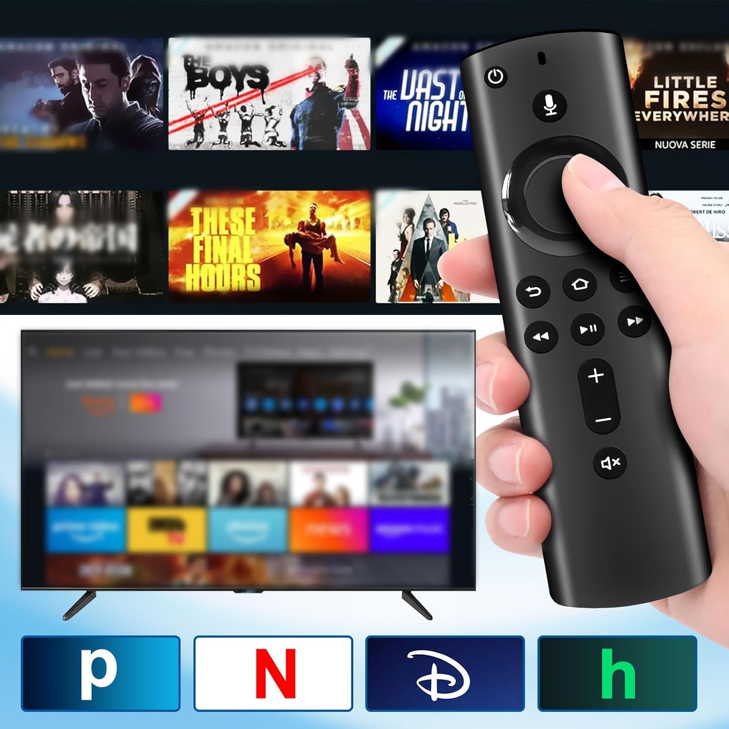 Télécommande Vocale Remplacement Pour Fire TV Stick 2e/3e Gén Et Smart TV Cube - Compatible Avec Fonction Recherche Vocale, Boutons Volume
