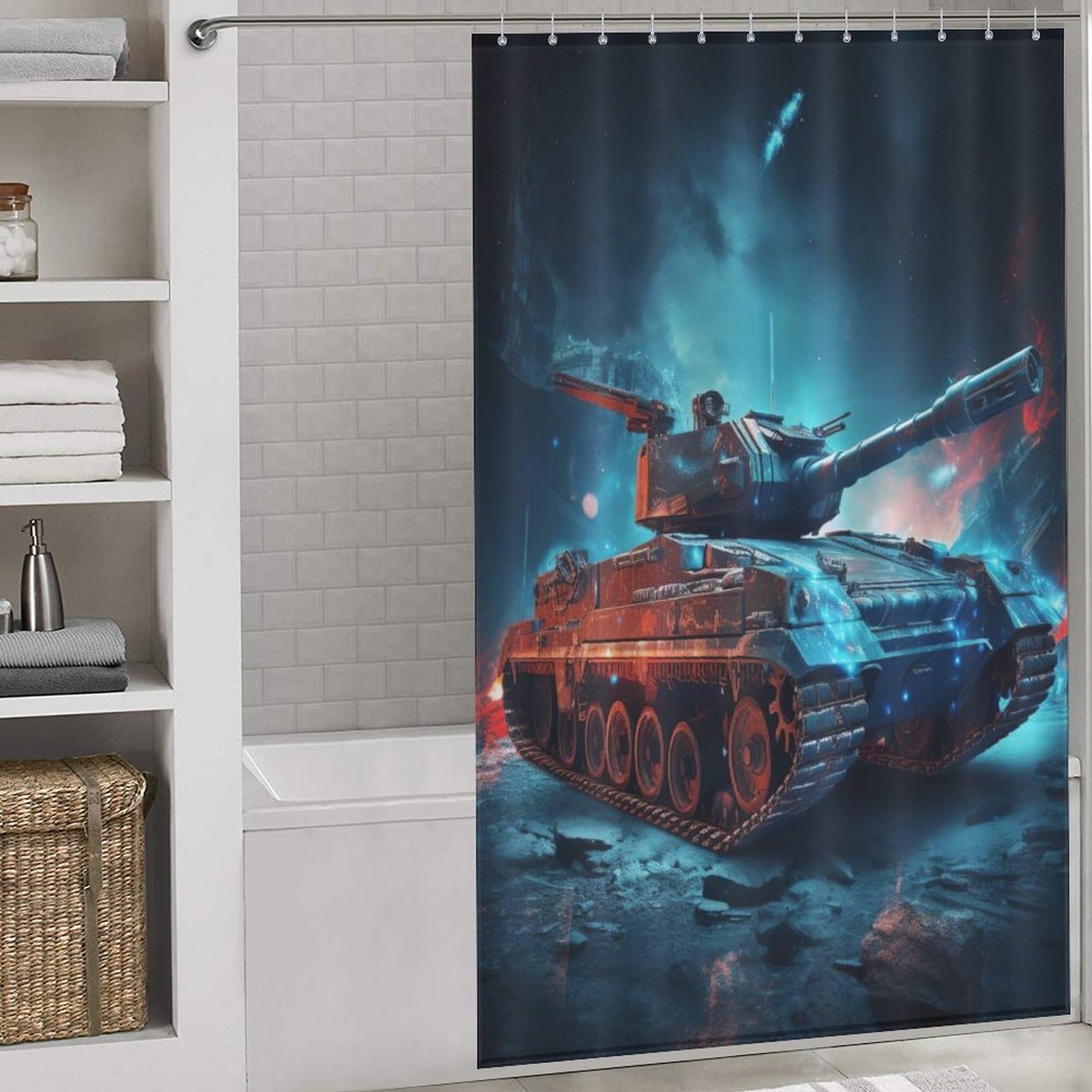 Rideau de douche et à l'eau polyester 55x72inch anti-moisissure avec anneaux