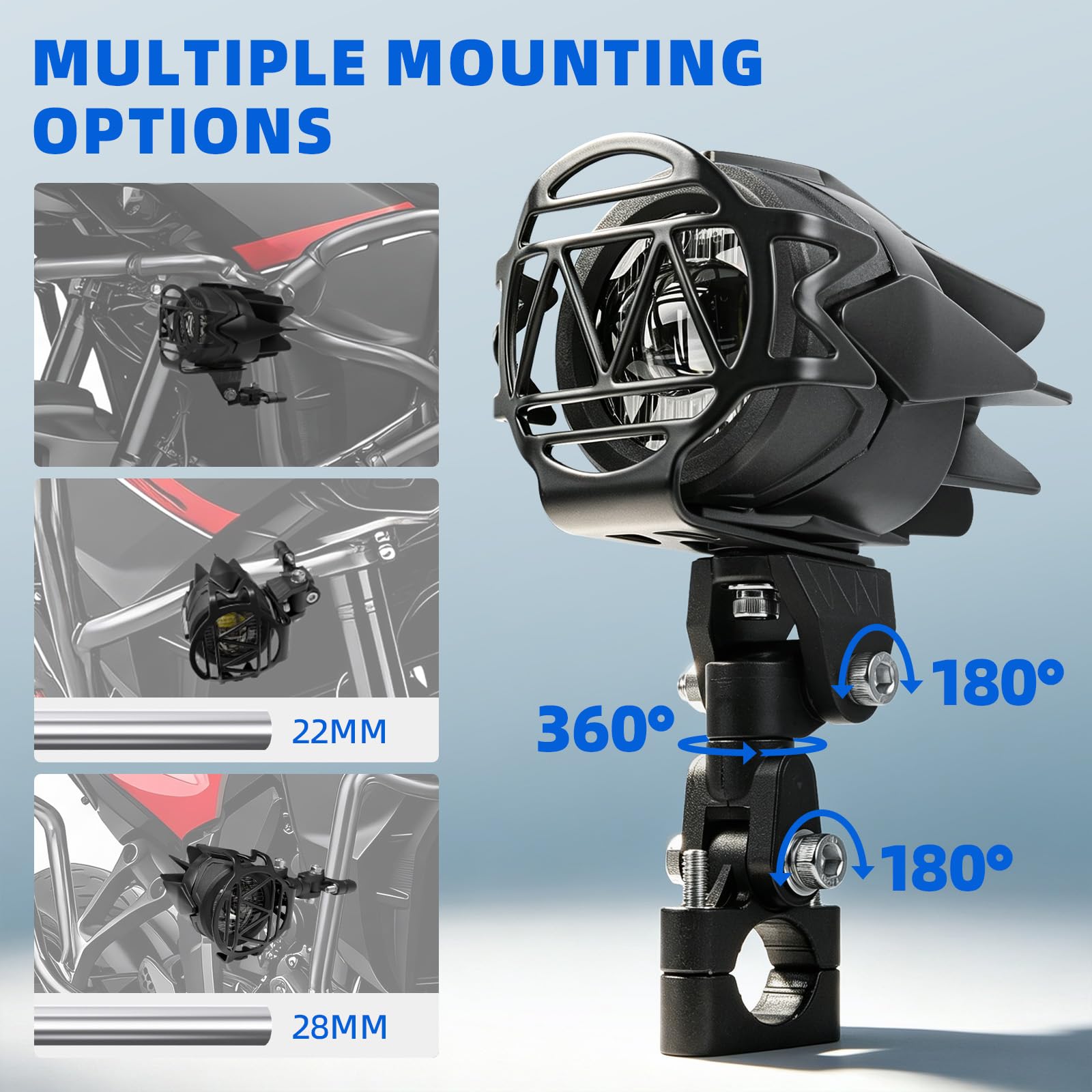 DREAMIZER Faretti Moto Supplementari LED 40W 4000LM, Faro Moto Omologati E IP67 Impermeabili, Luci Anteriori 9-60V Universali Compatibile con Scooter, Cross, E-Bike, Motoslitta, ATV, UTV