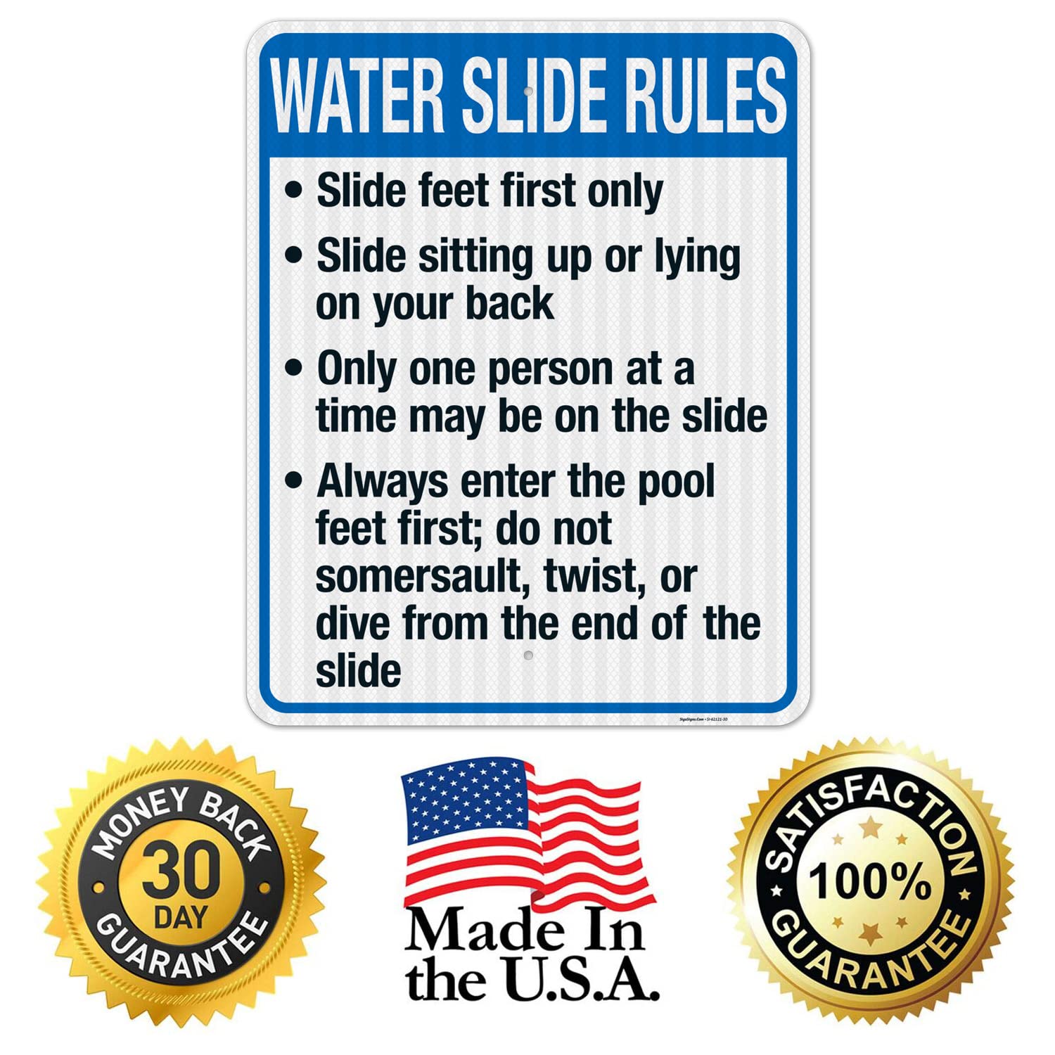 New Mexico Water Slide Rules Sign, Complies with State of New Mexico Pool Safety Code, 24x30 Inches, 3M EGP Reflective .080 Aluminum, Fade Resistant, Made in USA