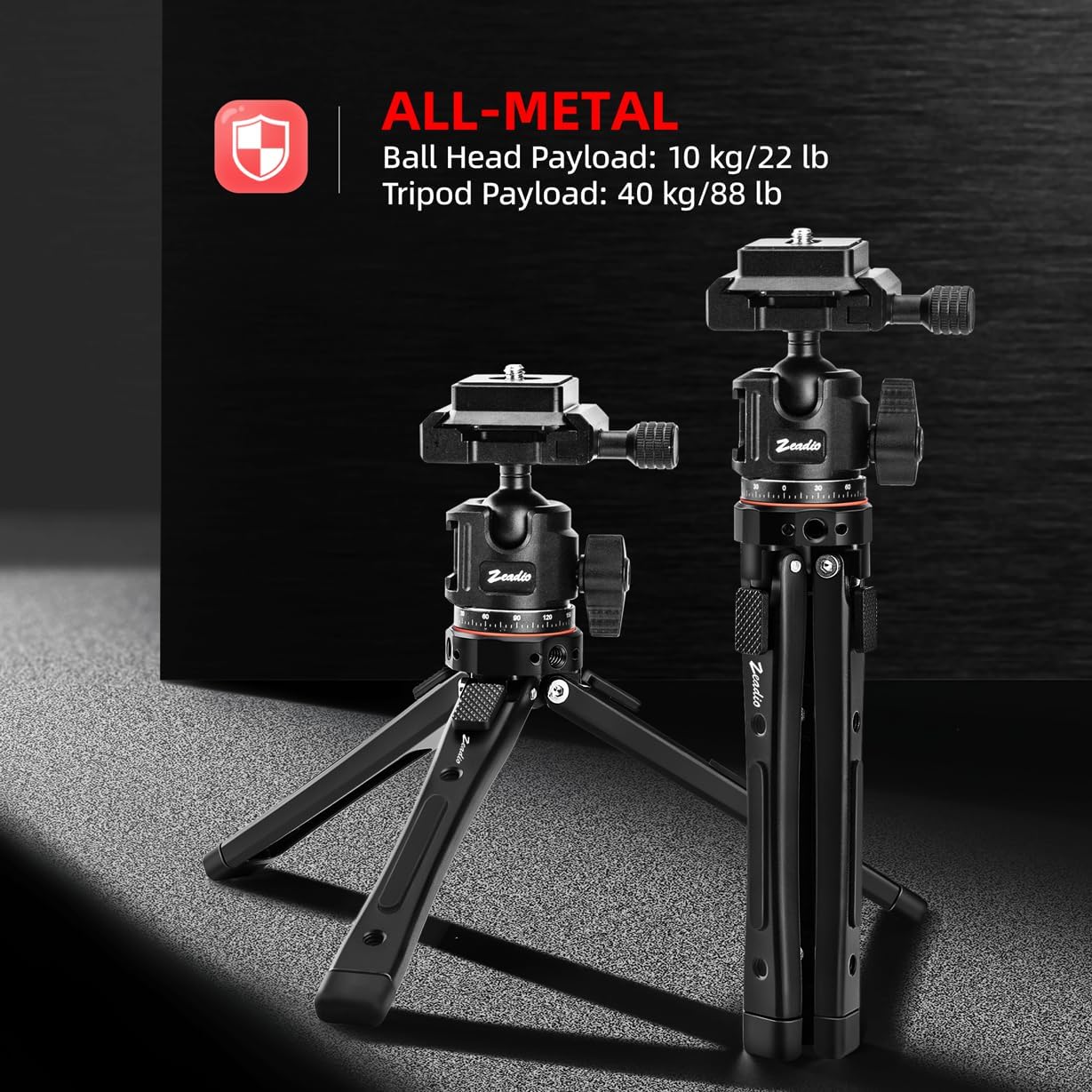 Zeadio 3-in-1 Heavy Duty Metal Tripod with Arca Ball Head Mount, Phone Holder & Action Cam Adapter, Universal Phone Vlogging Tripod Kit for Cell Phone, Camera, Gimbal, Action Cam, Travel Vlogging etc