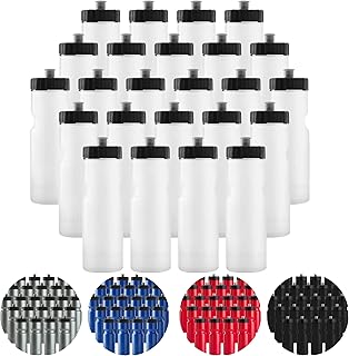 50 Strong Sports Squeeze Water Bottle Bulk Pack - 24 Bottles - 22 oz. BPA Free Easy Open Push/Pull Cap - Made in USA (Clear)