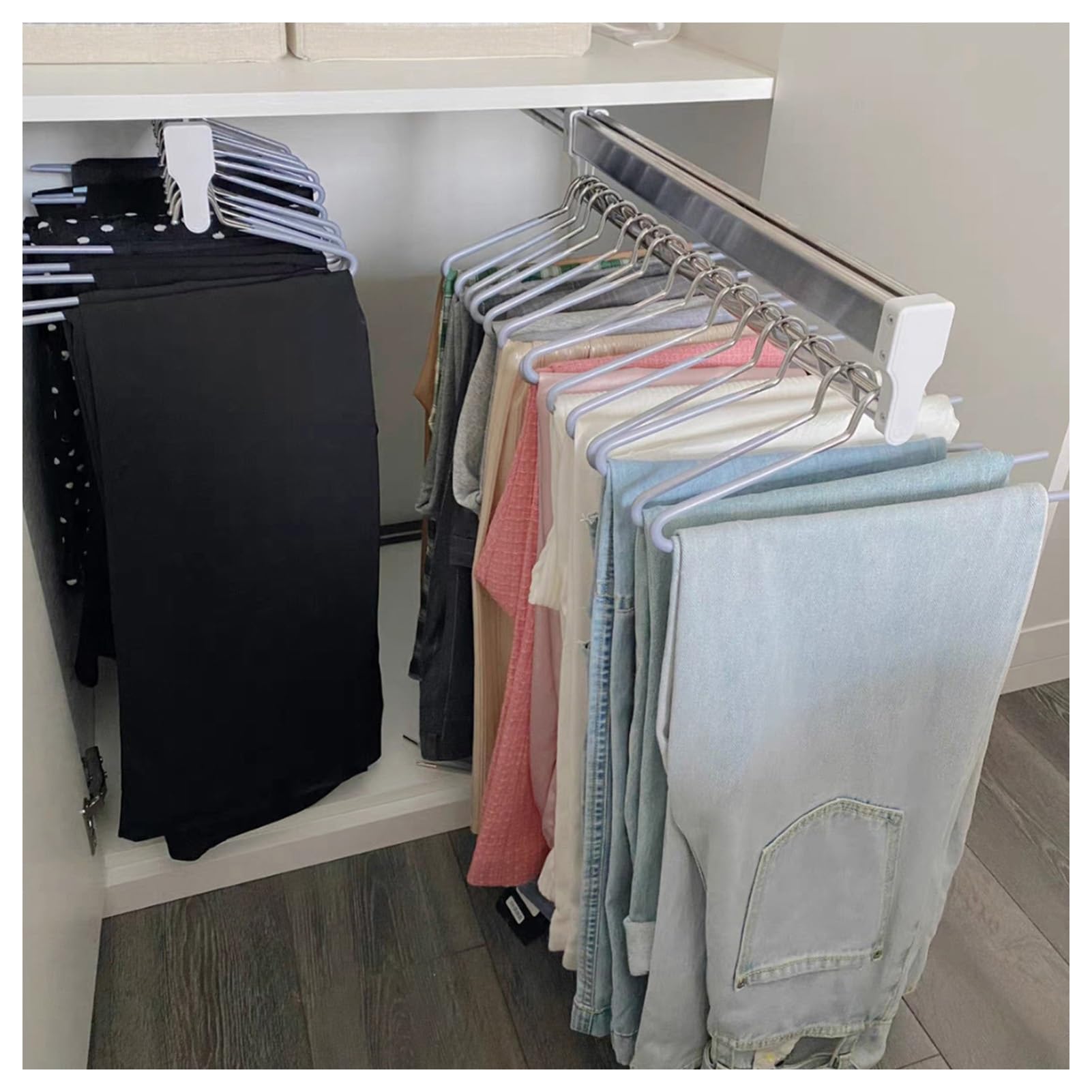 Pull-Out Pants Rack For Wardrobe, Sliding Wardrobe Hanging Rod, Telescopic Pants Hanger, Extendable Trouser Rack 30-80cm(500mm)