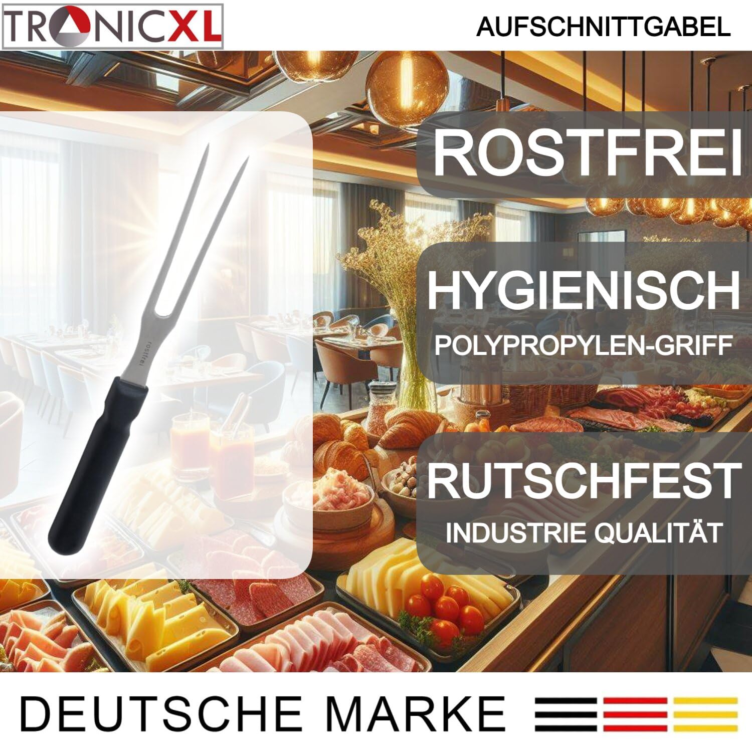 TronicXL 5 Stück Premium Aufschnittgabel Fleischgabel Gabel Bratengabel Aufschnitt gabel Tranchiergabel Tafelgabel Schnitzgabel Topf Serviergabel Vorlegegabel Metzgerei