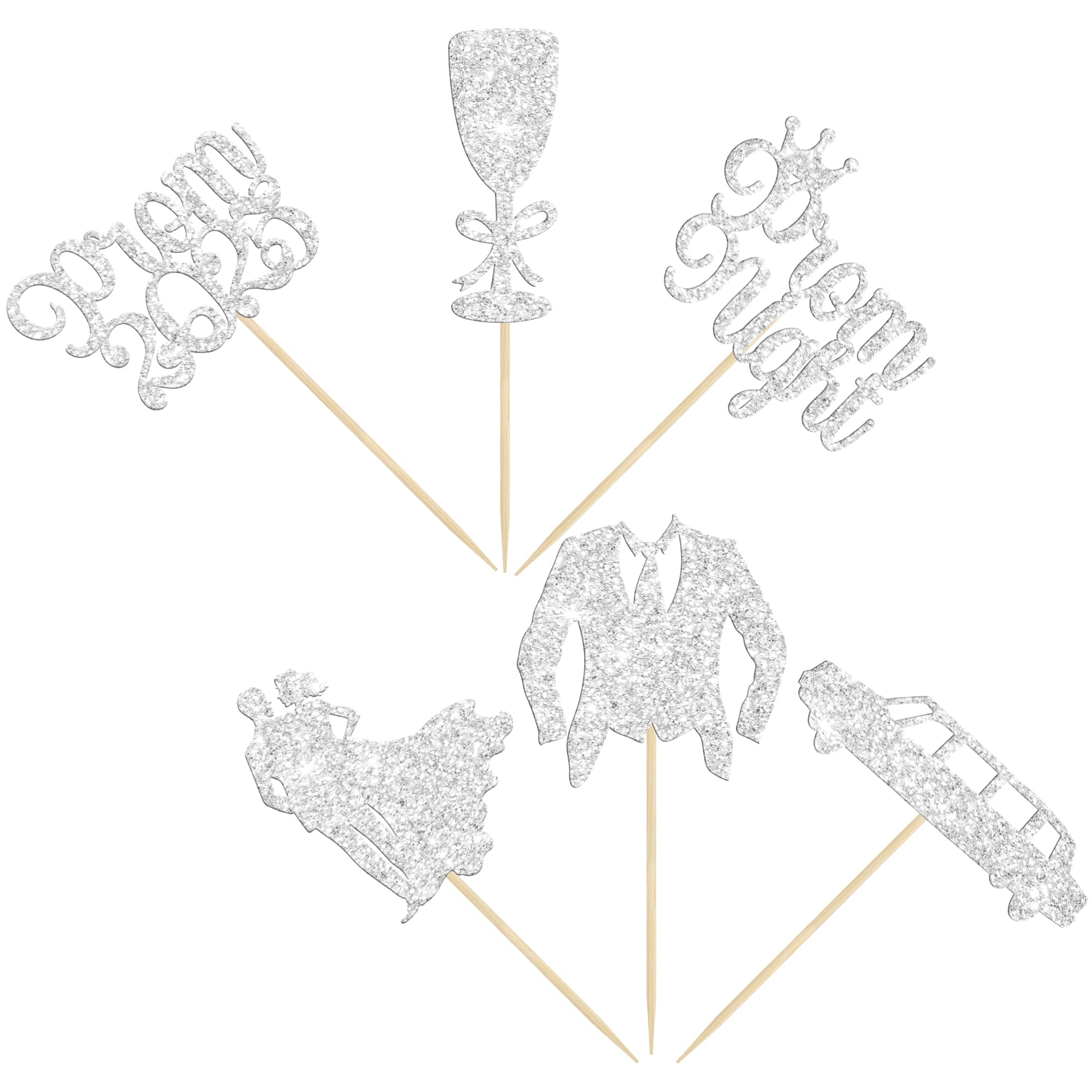 Gyufise 24Pcs Prom Cupcake Topper 2026 Prom Graduation Cake Topper 2026 Grad Decorations Class of 2026 College Party Decorations Silver - Image 3
