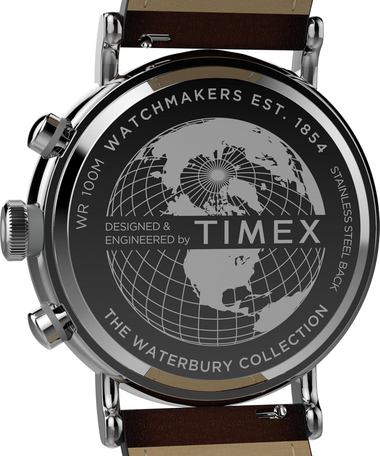 Timex Men's Waterbury Standard 43mm Watch - Brown Strap Rose Gold-Tone Dial Silver-Tone Case