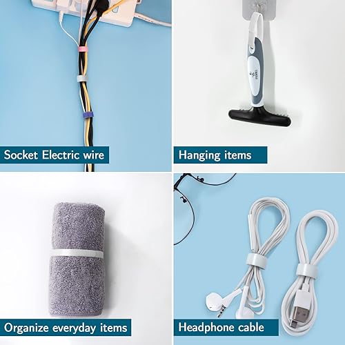 Miniatura 3 de 50 bridas reutilizables para cables, organización de cables ajustables, organizador de cables, organizador de cables, bridas multiusos (25 bridas