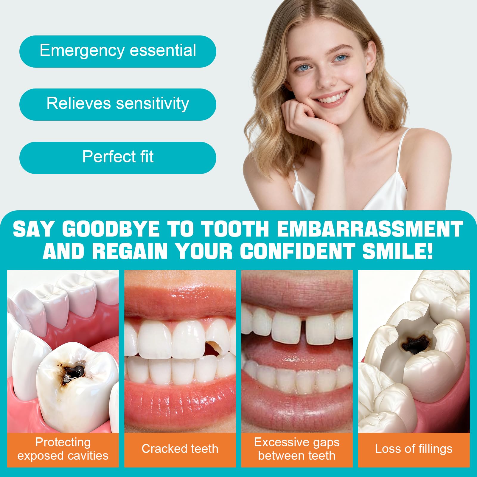 Empaste Dental Profesional, Relleno Dental Temporal, Reparación Dental, 15g