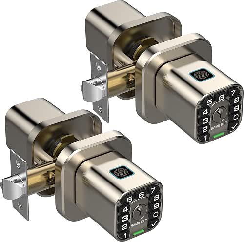 Richelock Fingerprint Door knob, Smart Biometric Door Lock with Keypad,