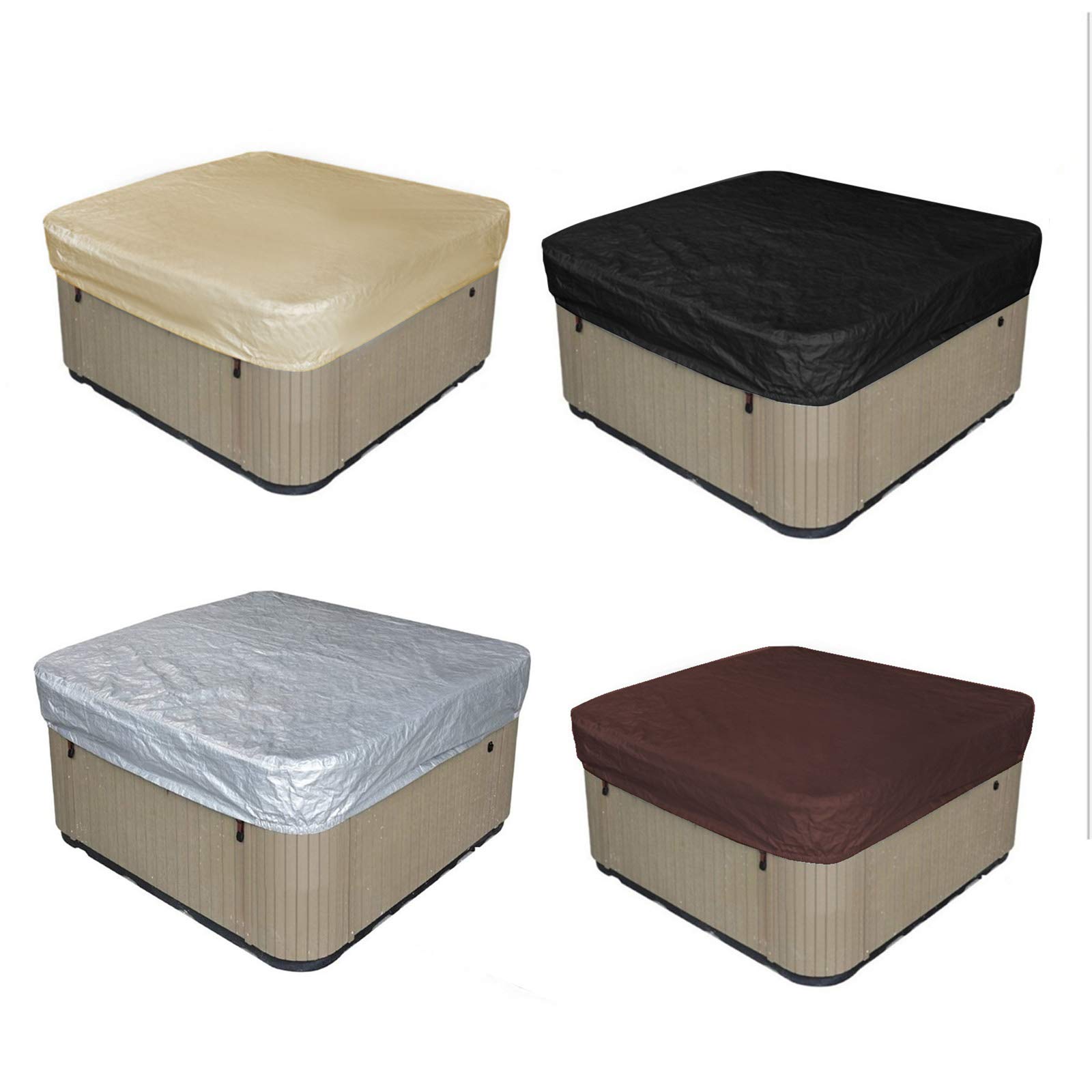 Cubierta de bañera de hidromasaje al Aire Libre, Cubierta Solar Piscina Cuadrada para Piscinas para SPA Al Aire Libre Bañera De Hidromasaje,Negro,210 * 210 * 30cm