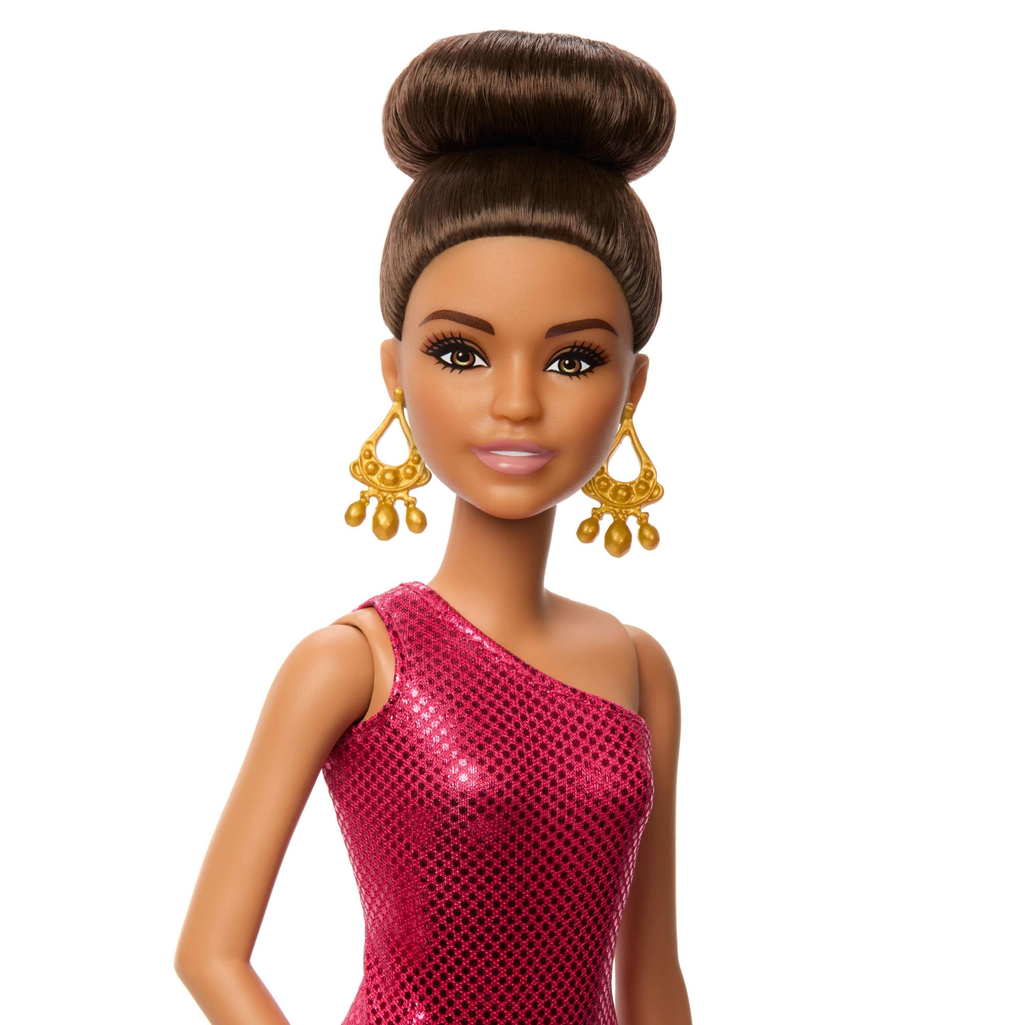 Barbie Ballroom Dancer Fashion Doll with Red Ruffle Dress, Dancing Shoes & Brown Styled Hair, Dancing Trophy Accessory - Image 2