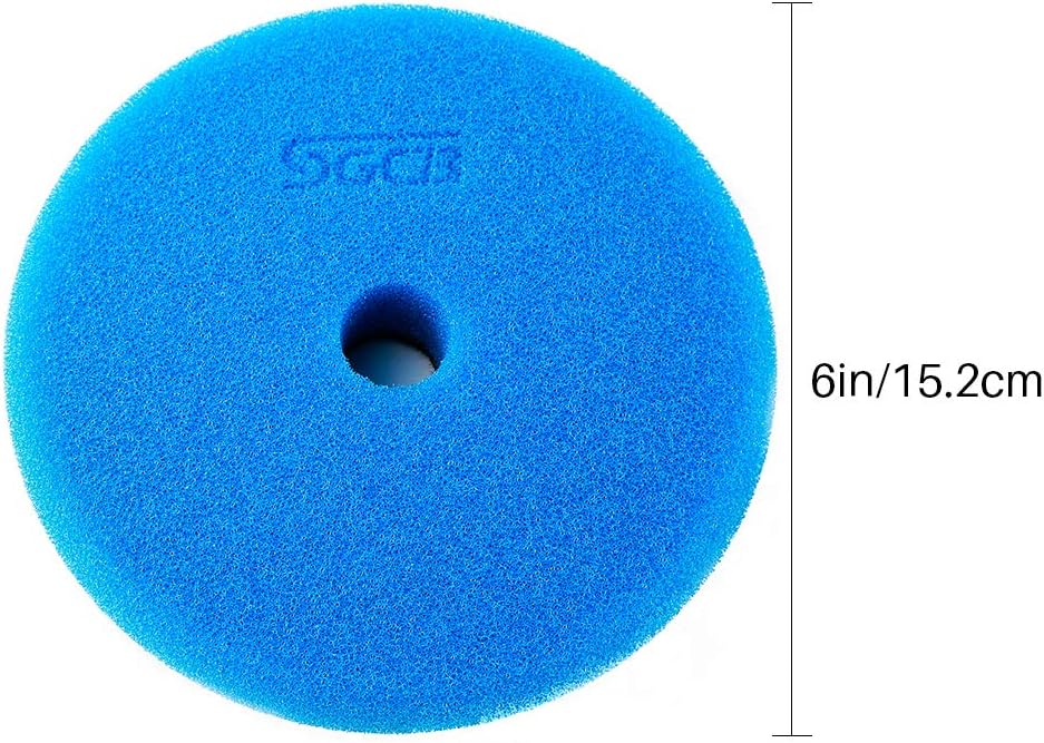 SGCB Pro Pro 6” RO/DA Polishing Pad 5-Pack, Medium Light Cut Flat Car Foam Buffing Pad Breathable Hook & Loop Finishing Sponge Pad for Second Polish Moderate Scratch Oxidation Defect Removal, Blue