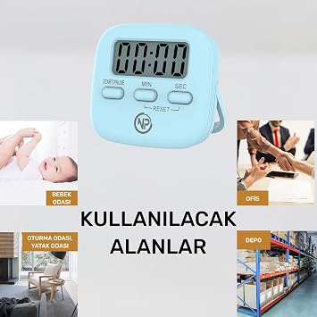 NPO NPT05M Kitchen, Lesson, 99:59min Digital Alarm Stopwatch for Food, Pomodoro Student Motivation Clock