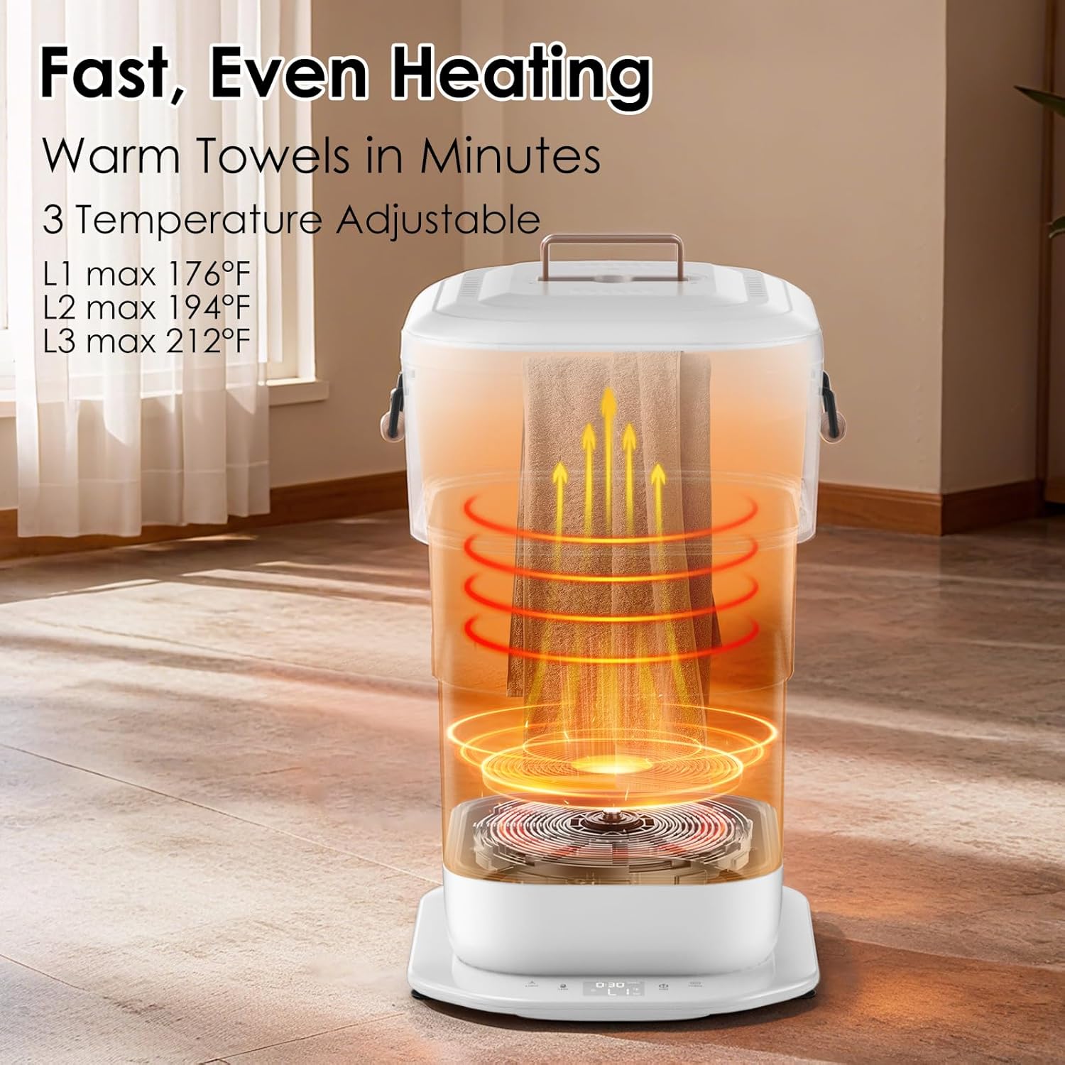 MFTEK 27L Towel Warmer for Bathroom, Foldable Heated Towel Warmers Bucket, Spa-Like Towel Heater with Timer, Auto Shut Off, Ambient Light, Fits Large Towels, Blankets, Bathrobes, Great Gift Idea