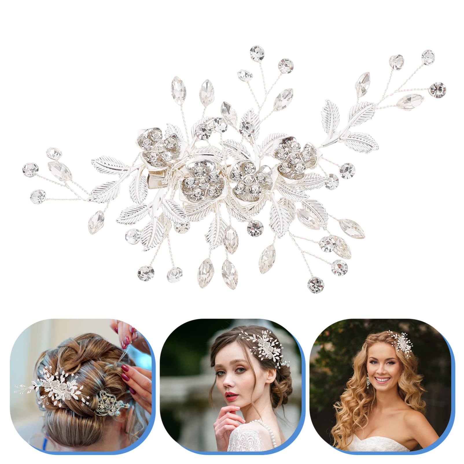 MAGICLULU 3piezas Clip De Pelo Floral Para Novias Horquilla Elegante Para De De Boda Accesorio De Moda Para Celebraciones Especiales