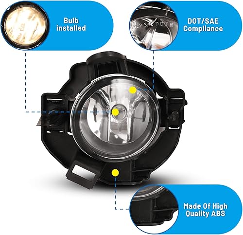 Miniatura 4 de Faros antiniebla compatibles con Nissan Rogue 2008-2013 Driver Passenger Replacement Lamps Assembly
