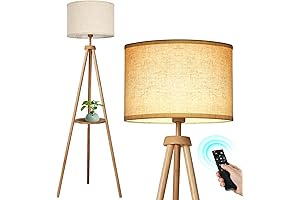 OUTON Wood Tripod Floor Lamp with Shelves - A Perfect Lighting Solution for Your Nursery