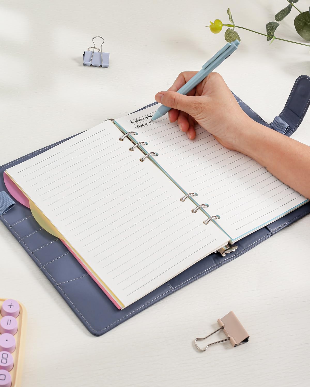 Quaderno A5 Ricaricabile in Pelle PU – Set Completo con 165 Fogli, Tasche Zip e Divisori – Organizer per Scuola e Lavoro (Blu aeronautica, A5)