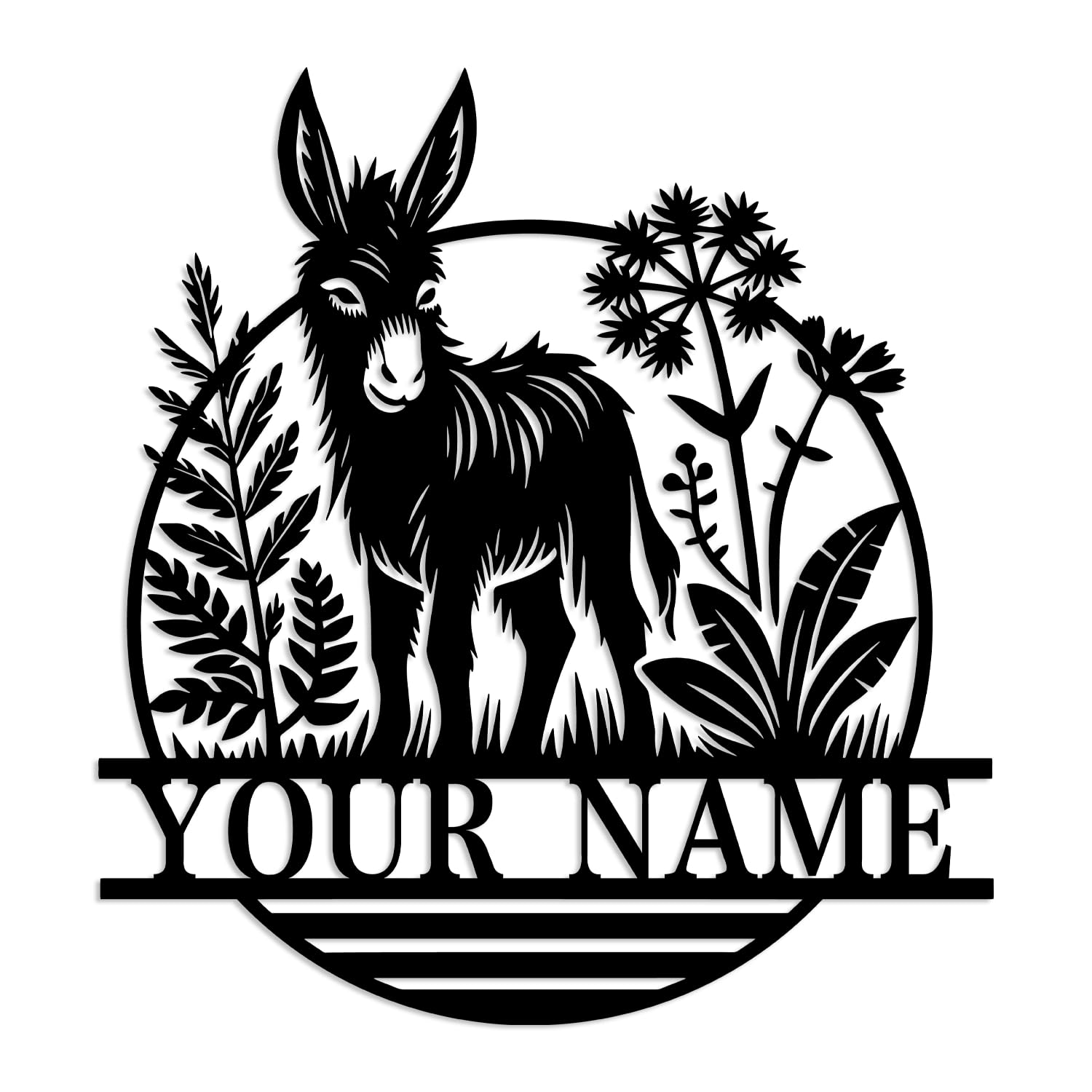 Kissesuu Donkey B Personalized Custom Donkey Metal Wall Decoration,Custom Donkey Metal Wall Art Name Sign,Donkey Metal Wall Decor, Donkey Farm Sign Personalized,Custom Donkey Metal Sign,Donkey Farmhouse Metal Wall Art