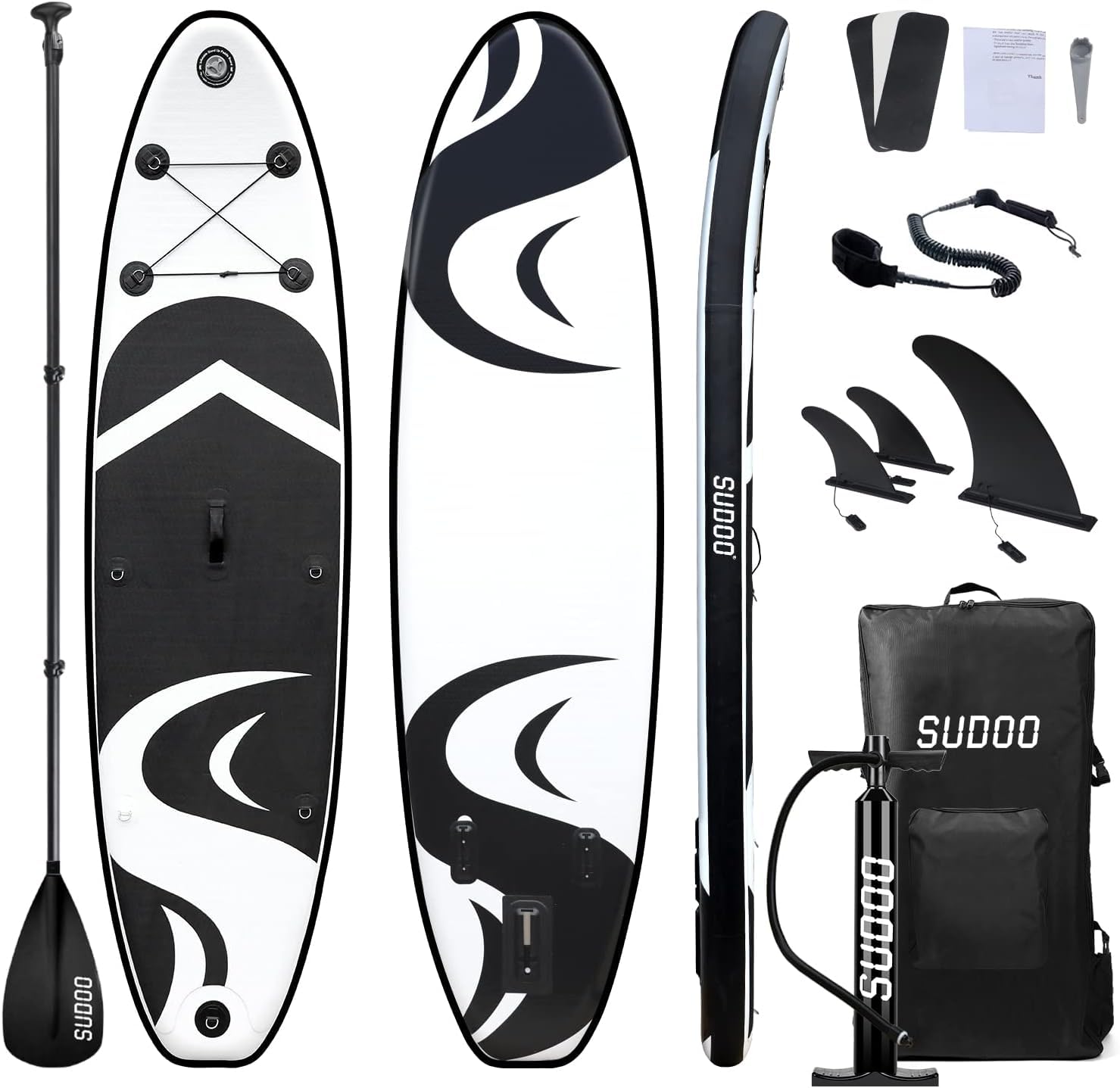 Inflatable Stand Up Paddle Board 10‘x30‘‘- Ultra-Light SUP with Backpack, Pump, Paddle, Coil Leash, 3 Fins, Repair Kit, Stable Design, Non-Slip EVA Deck for Adults & Youth