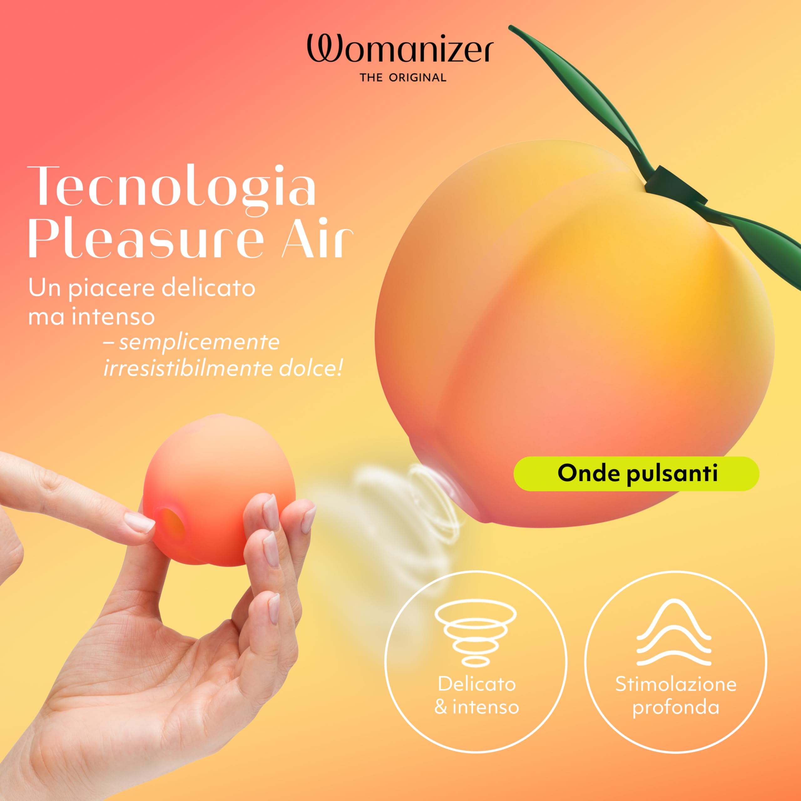Womanizer Peach Succhia clitoride per donna | Stimolatore clitoride femminile 14 livelli| Ricaricabile | Design pesca | Vibratore clitoride Impermeabile | Sextoys Silenzioso Vibratoreper donna coppie