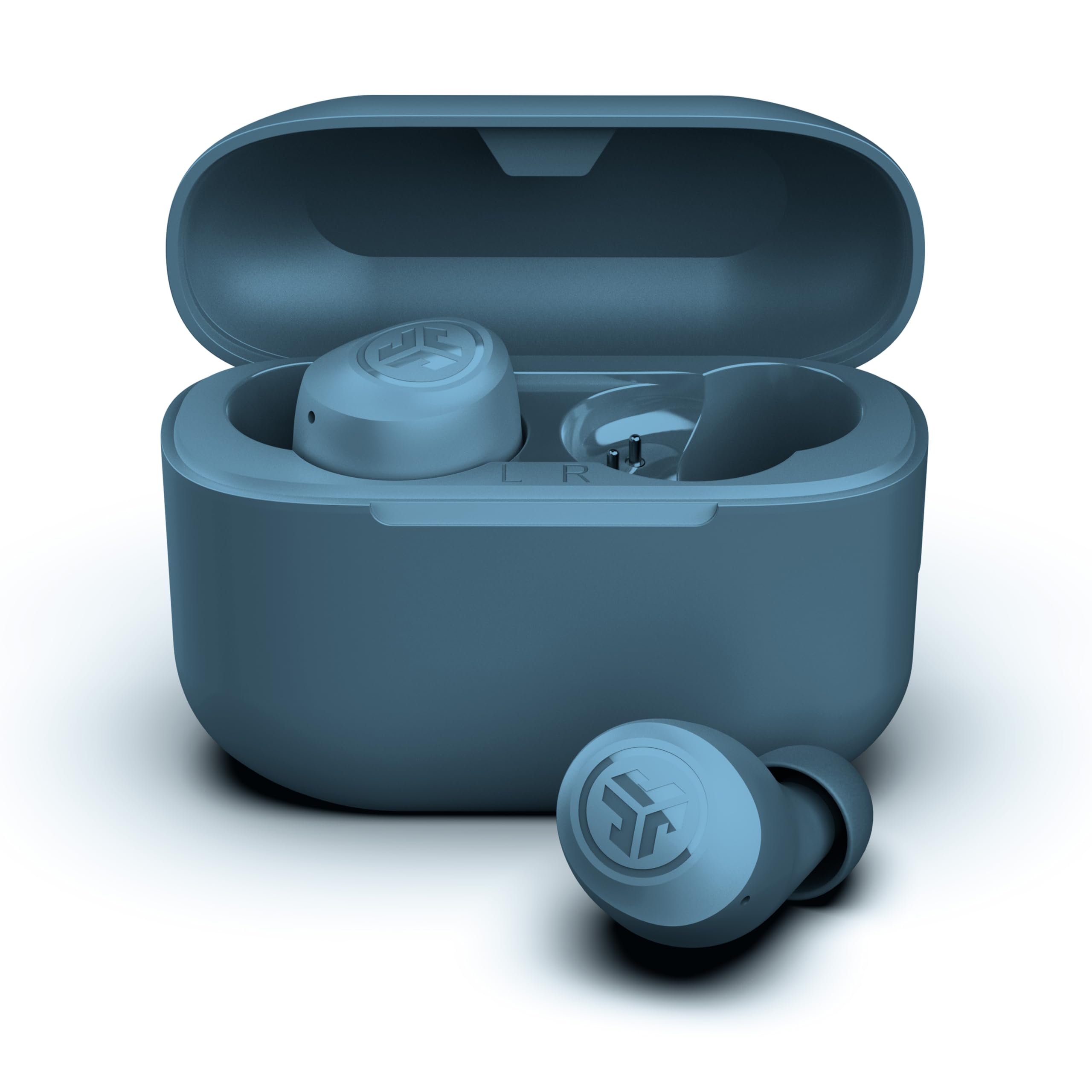 JLab Go Air Pop+ In Ear Kopfhörer kabellos Bluetooth, True Wireless Kopfhörer, 35+ Std. Headphones, kabellose Ohrhörer, Earbuds mit Mikrofon, USB-C Ladebox, Dual Connect, EQ3 Sound, Marineblau
