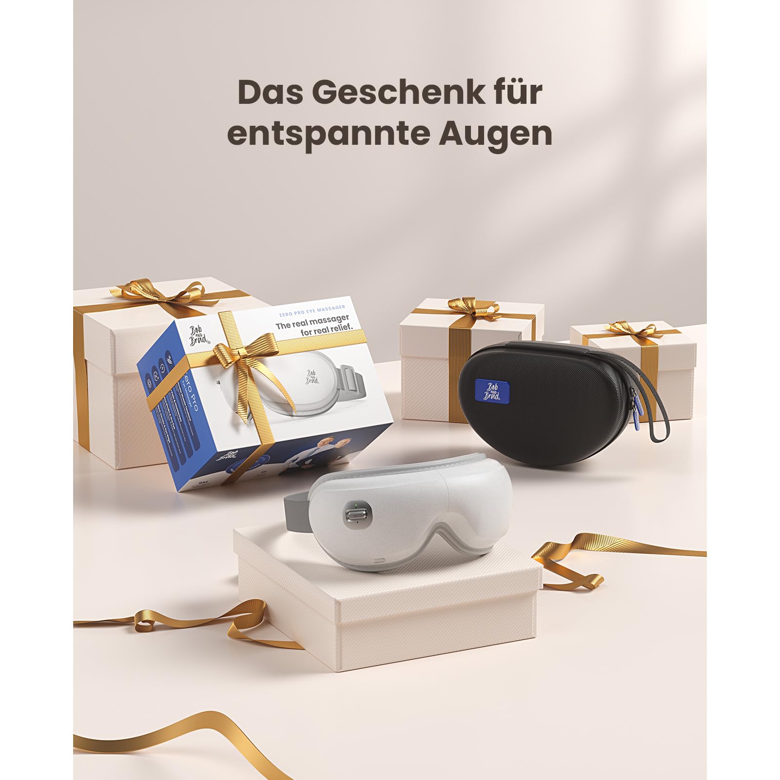 Bob and Brad Leichtes, Geräuscharm Augenmassagegerät mit Wärme für Schlaf | Zero Pro Augen massagegerät gegen Migräne und Kopfdruck, entspannende Geburtstagsgeschenke für Frauen & Männer