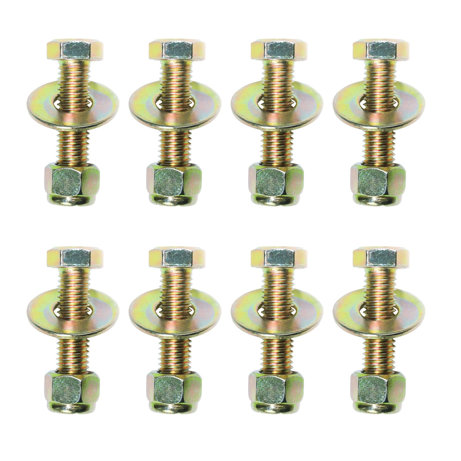 Metalsuberg 3/8" x 1-1/2" Hex Head Bolt by Color Galvanization with Nylon Lock nut and Large Size Washer Assortment Kit,Alloy Steel,Grade 5.(8pcs Pack