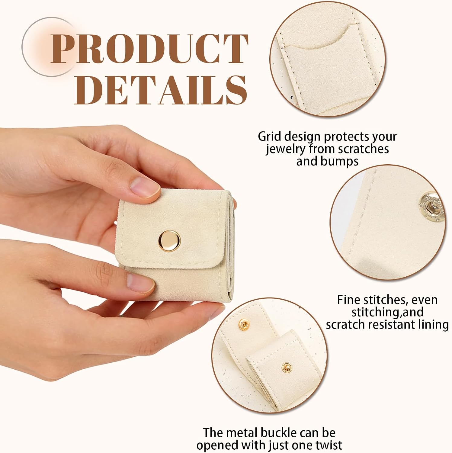 Mini Travel Jewelry Bag Foldable, Mini Jewelry Travel Pouch With Buckle For Earrings, Rings & Necklaces (Pink) image 4