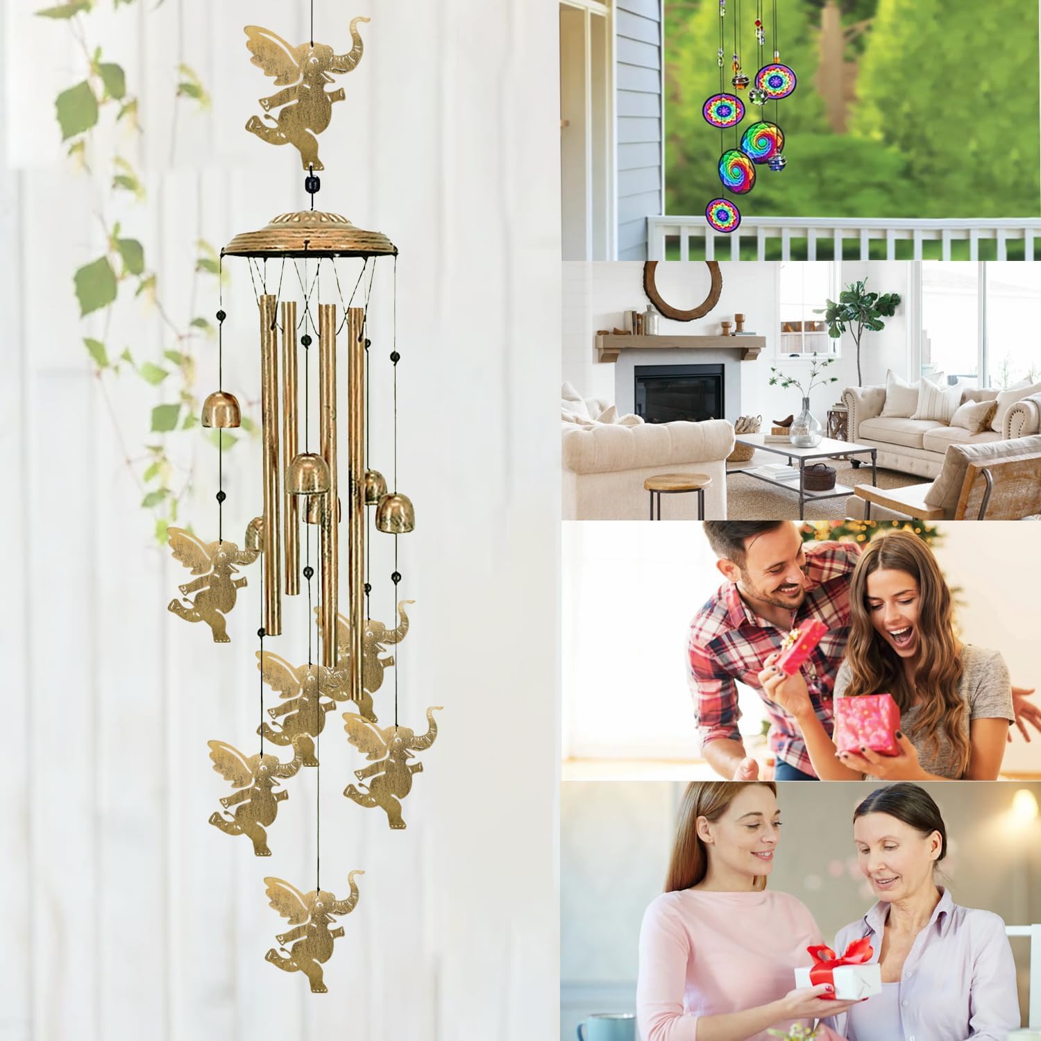 Elephants Wind Chimes for Outside,42“ Metal Wind Chime for Indoor Ourdoor Garden Yard Patio Home Porch Elephant Decor, Memorial Windchimes House Warming Birthday,Elephant Gifts for Women - Image 6