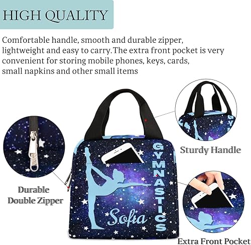 Miniatura 2 de Lonchera personalizada para mujeres y niñas, bolsa de almuerzo personalizada, bolsa organizadora reutilizable para exteriores, escuela y pícnic,