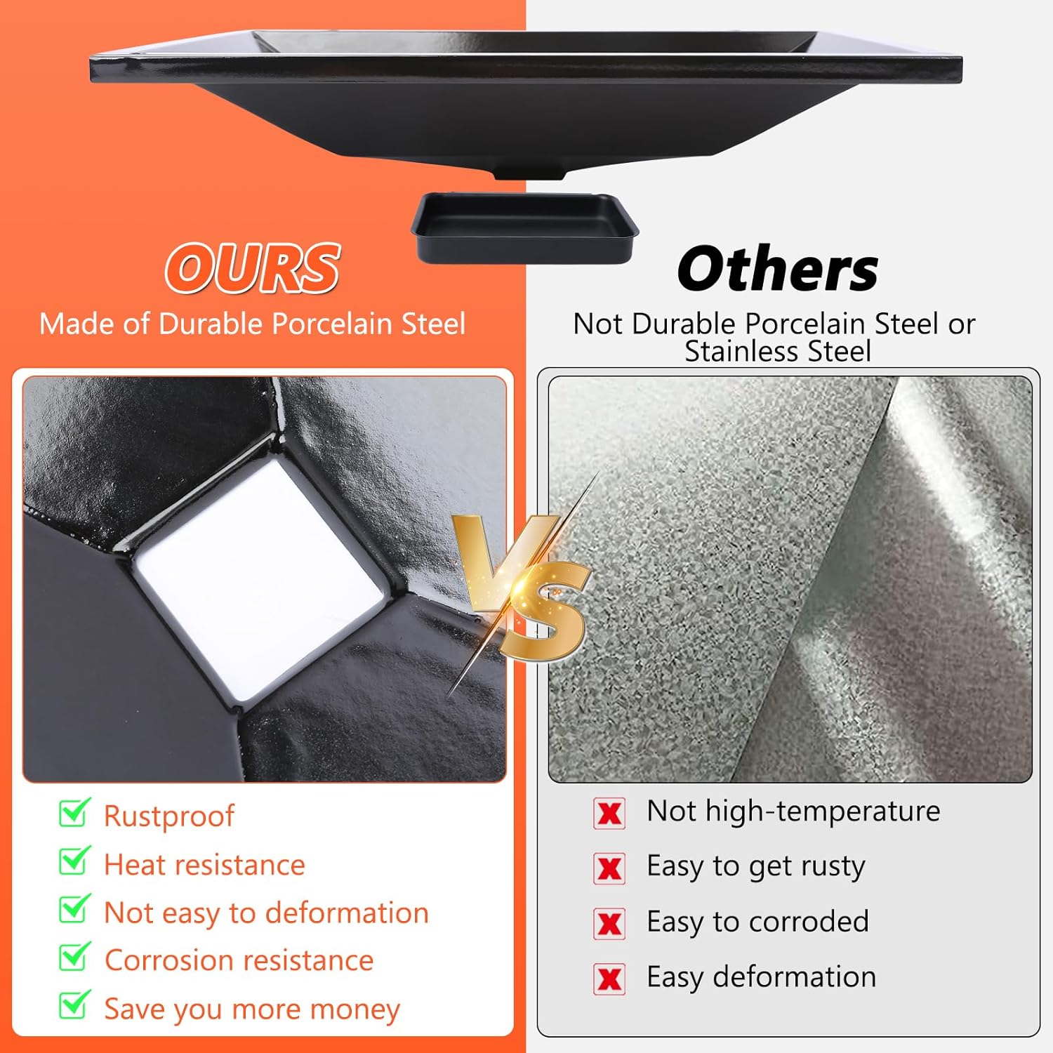 QuliMetal 99250 Grease Tray with 7515 Catch Pan and Holder - Drip Pan for Weber Spirit 310, 320 (2007 & 2008) & 700, Genesis Silver/Newer Gold B, C and Platinum B,C Grills, Replaces Spirit Grease Tray