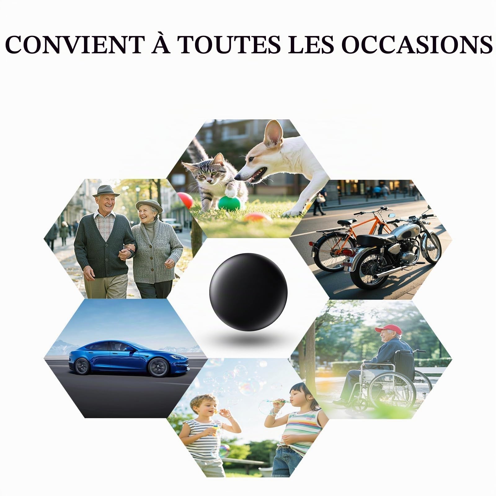 Traceur Localisateur D’Objets Bluetooth, A- IR tag Traceur magnétique caché pour Voiture sans Frais mensuels, GPS Tracker pour Enfants Animaux avec Goo- gle Find My Device(Android) no SIM (2 Noir)